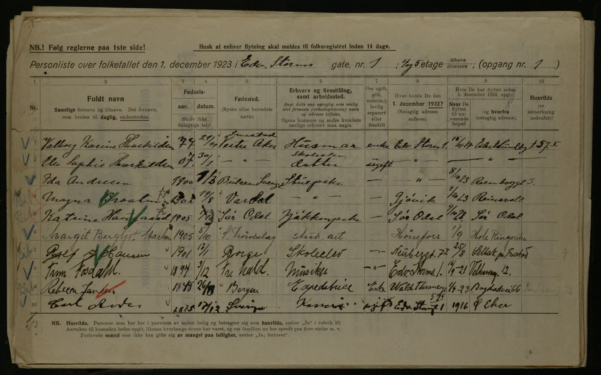 OBA, Municipal Census 1923 for Kristiania, 1923, p. 20889