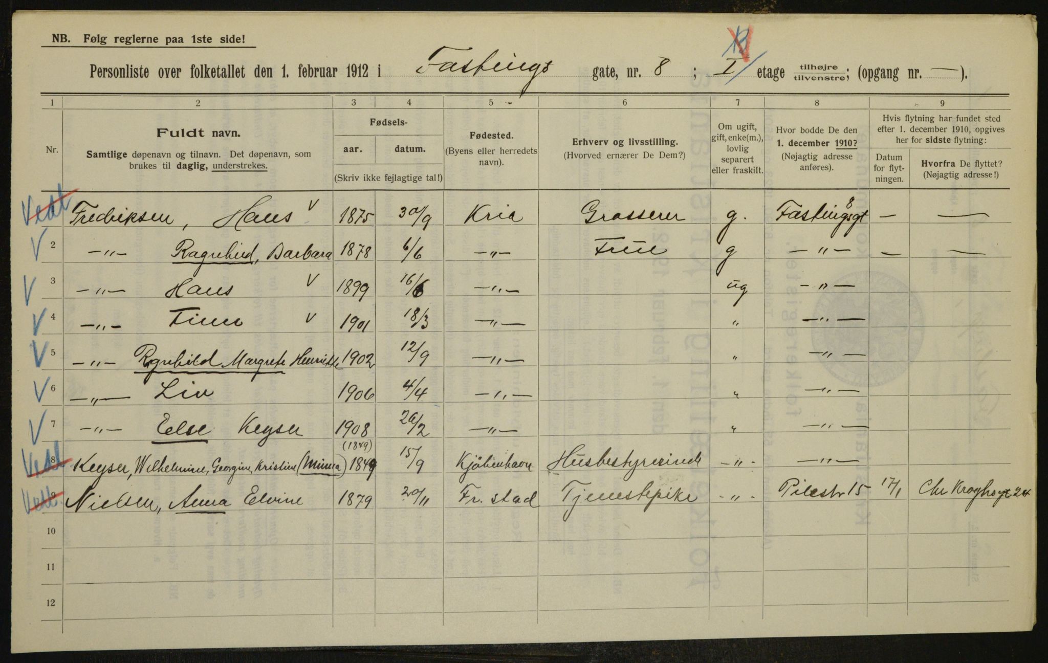 OBA, Municipal Census 1912 for Kristiania, 1912, p. 23648