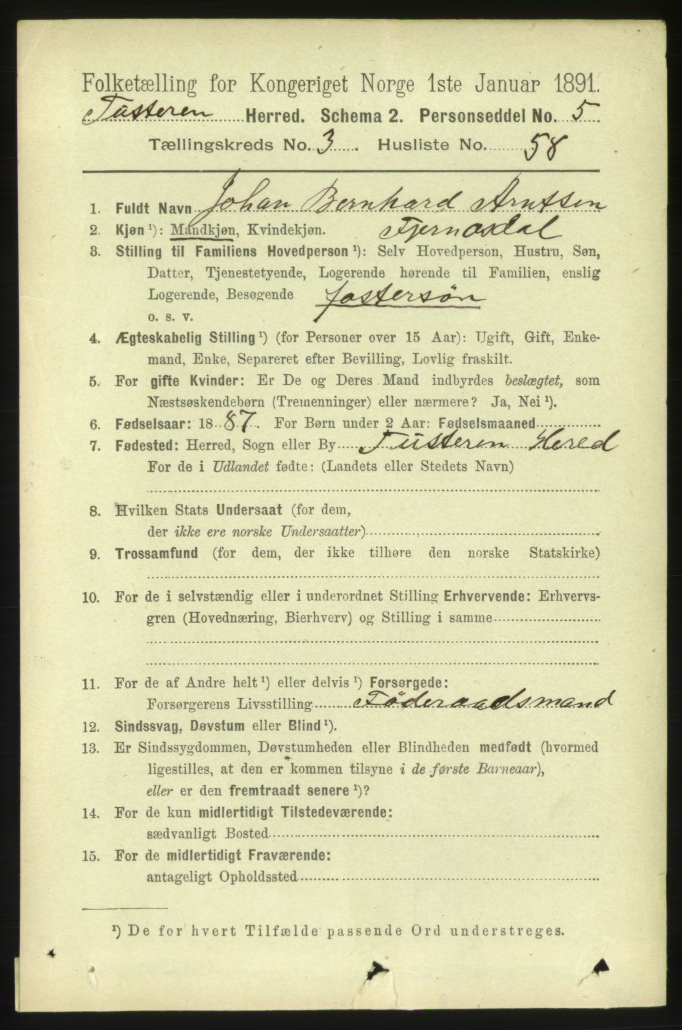 RA, 1891 census for 1572 Tustna, 1891, p. 1343