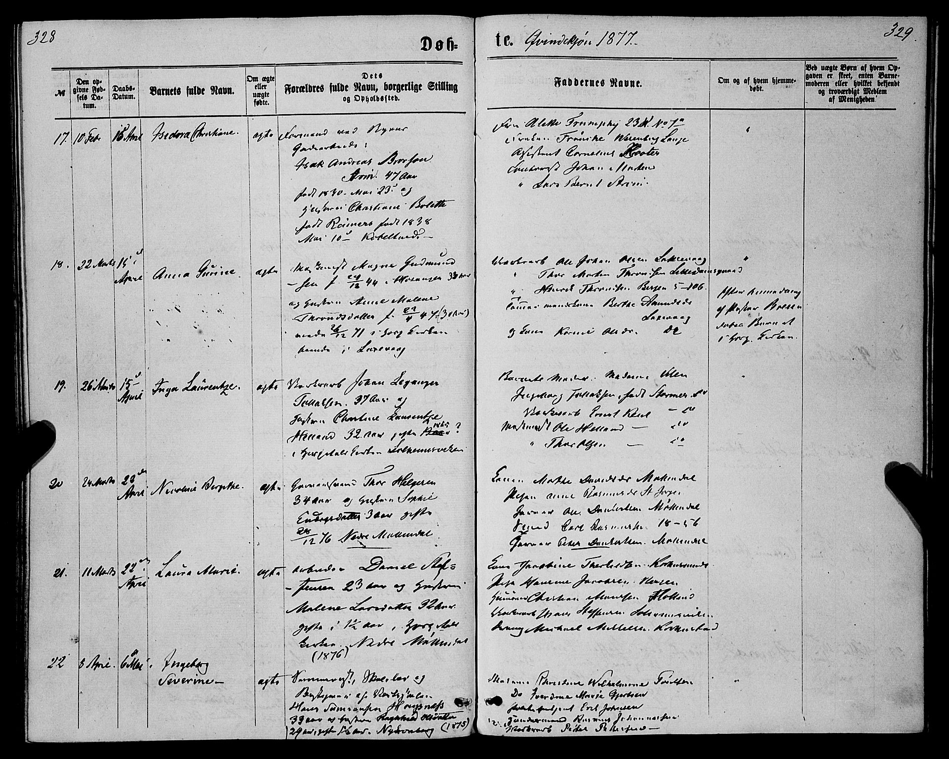 St. Jørgens hospital og Årstad sokneprestembete, AV/SAB-A-99934: Parish register (official) no. A 6, 1870-1878, p. 328-329