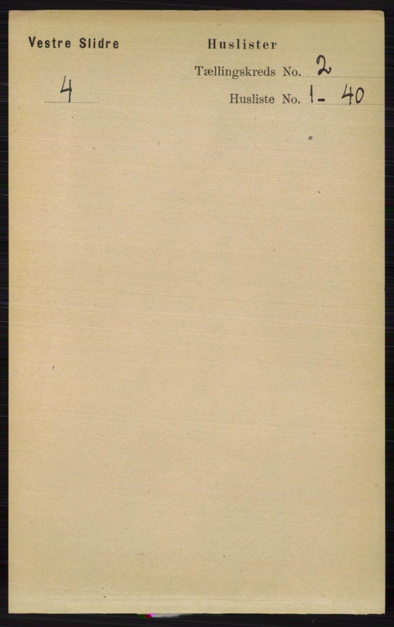 RA, 1891 census for 0543 Vestre Slidre, 1891, p. 458