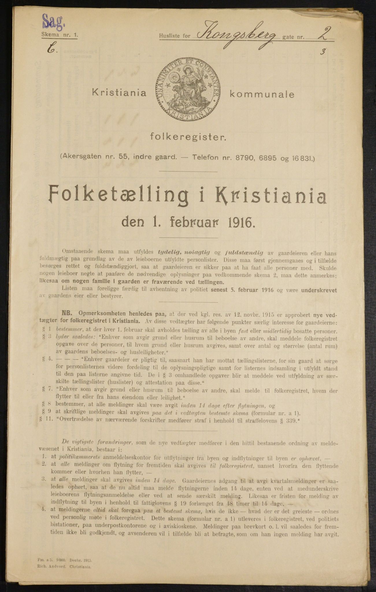 OBA, Municipal Census 1916 for Kristiania, 1916, p. 53769