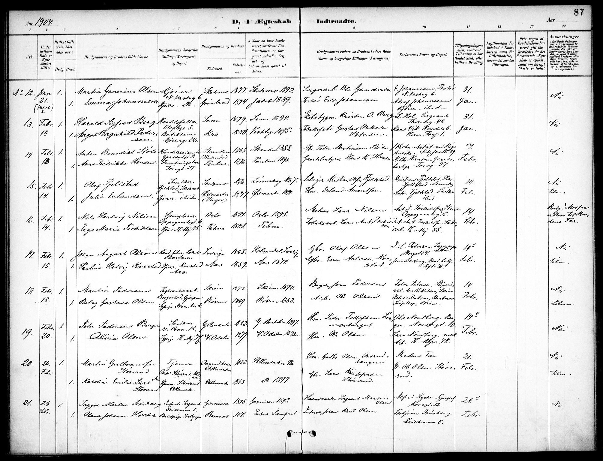 Jakob prestekontor Kirkebøker, SAO/A-10850/F/Fa/L0006: Parish register (official) no. 6, 1895-1908, p. 87