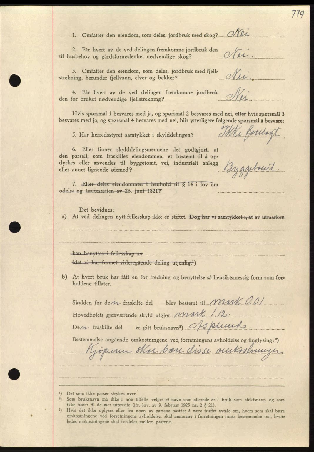 Nordmøre sorenskriveri, AV/SAT-A-4132/1/2/2Ca: Mortgage book no. A97, 1944-1944, Diary no: : 1010/1944