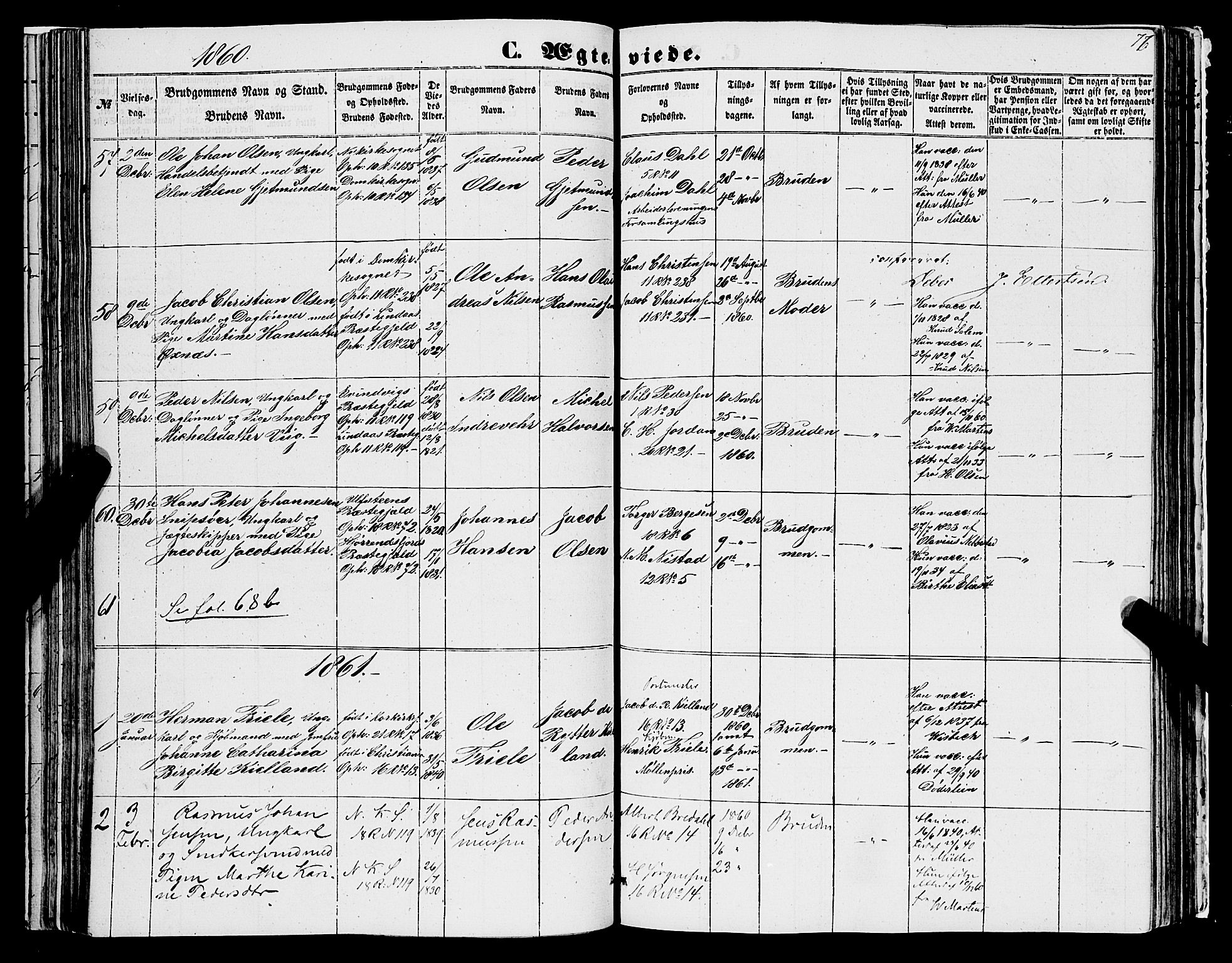 Domkirken sokneprestembete, SAB/A-74801/H/Haa/L0034: Parish register (official) no. D 2, 1853-1874, p. 76