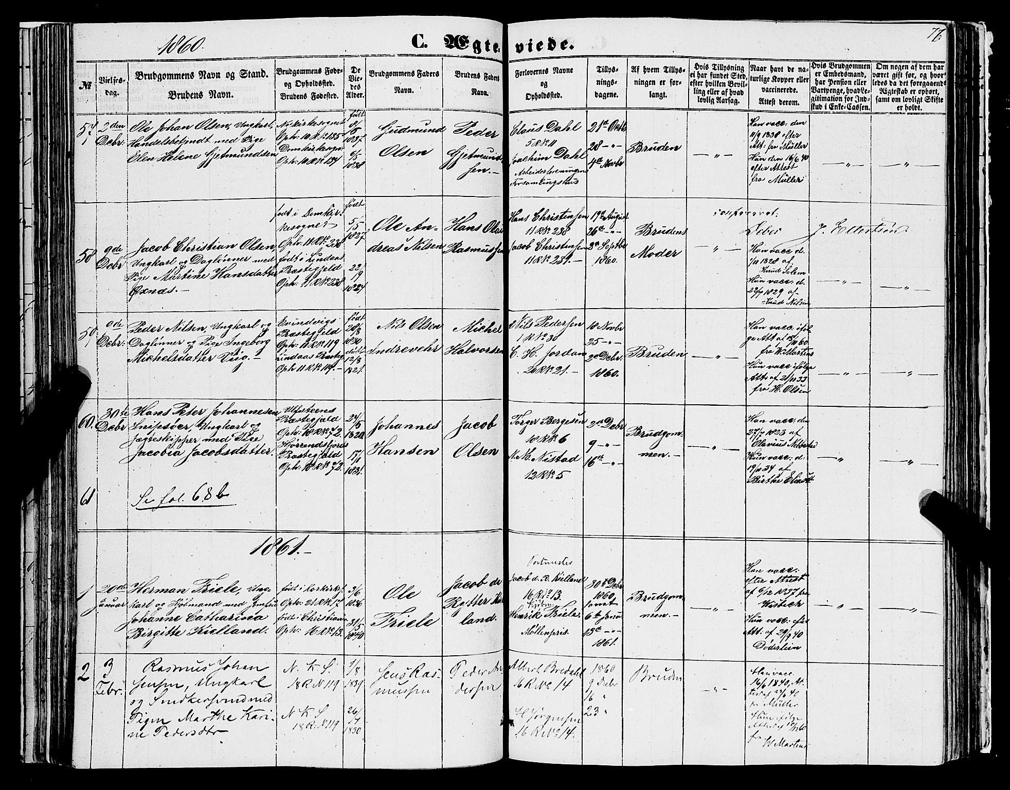 Domkirken sokneprestembete, AV/SAB-A-74801/H/Haa/L0034: Parish register (official) no. D 2, 1853-1874, p. 76
