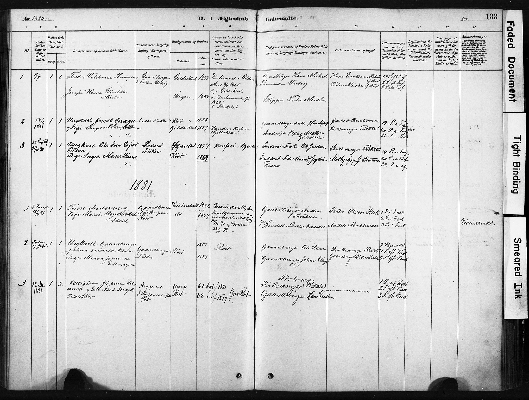 Ministerialprotokoller, klokkerbøker og fødselsregistre - Nordland, AV/SAT-A-1459/808/L0128: Parish register (official) no. 808A01, 1880-1902, p. 133