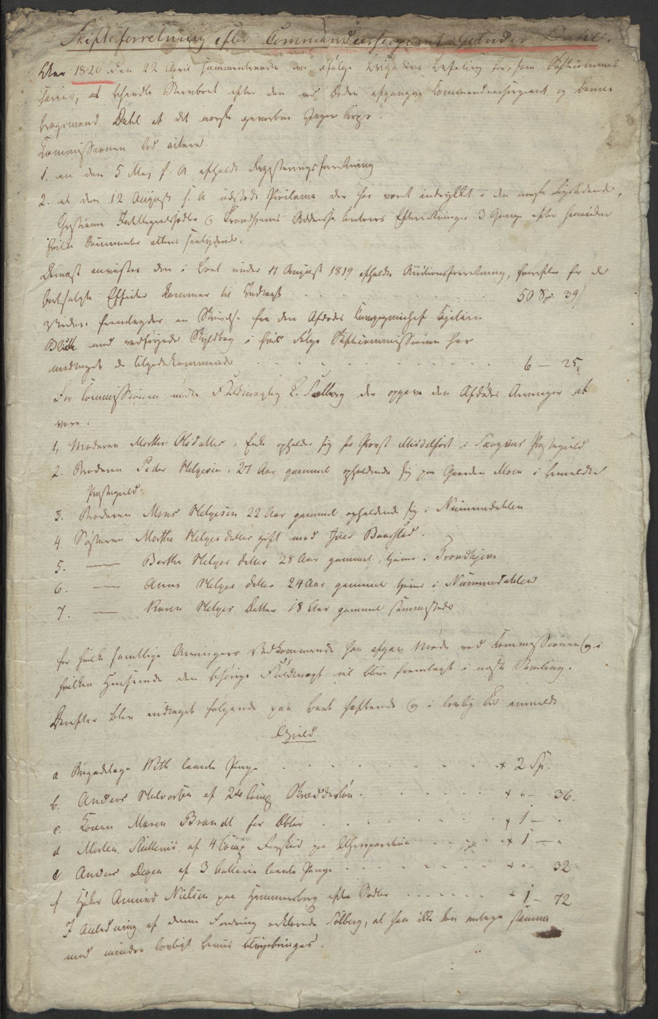 Forsvaret, Generalauditøren, AV/RA-RAFA-1772/F/Fj/Fjb/L0005: Skifter 1818 - 1823, 1818-1823, p. 65