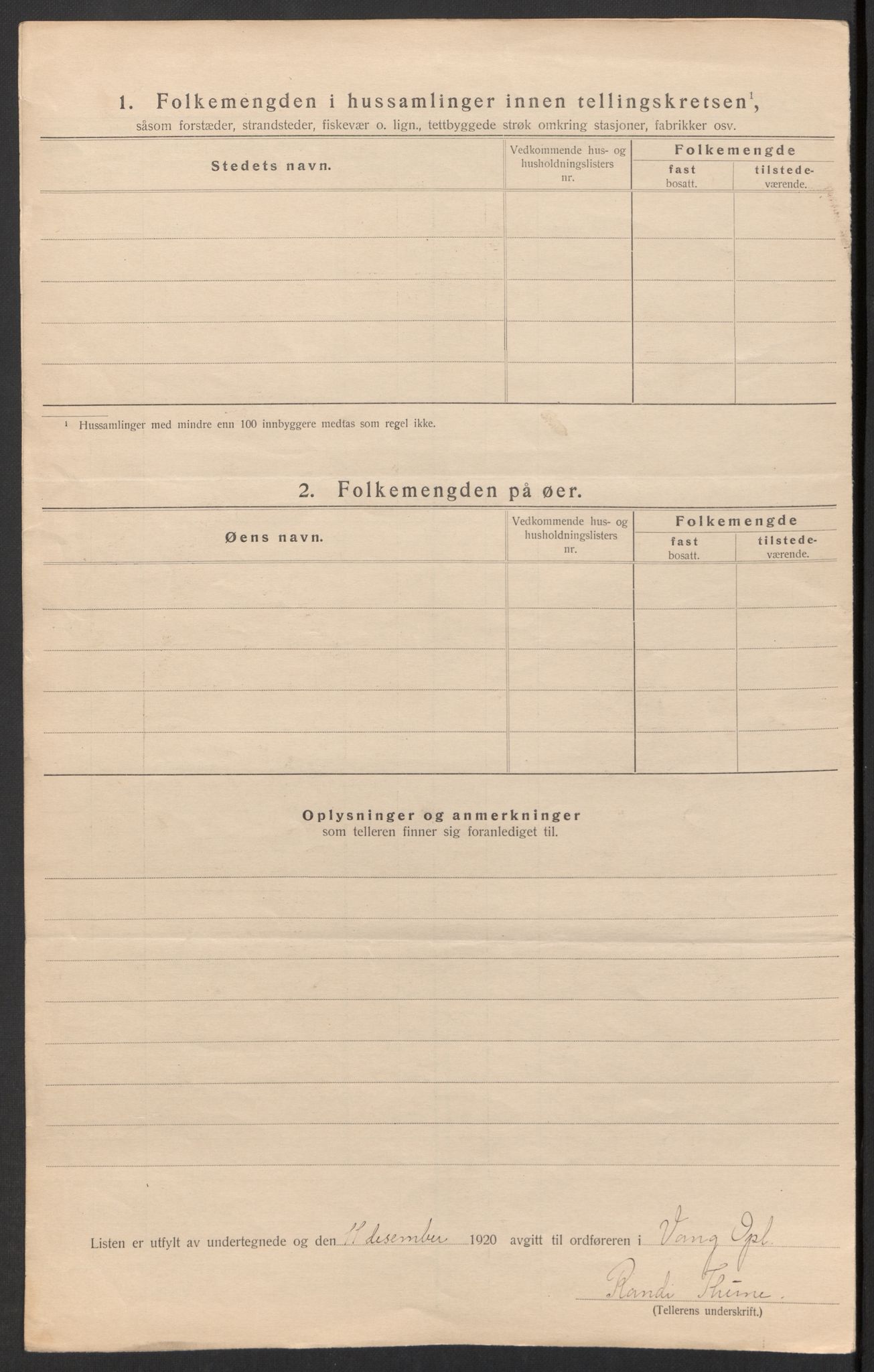 SAH, 1920 census for Vang (Oppland), 1920, p. 17