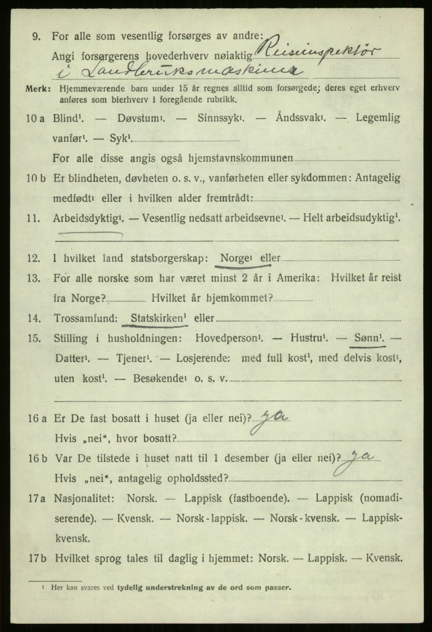 SATØ, 1920 census for Trondenes, 1920, p. 19425