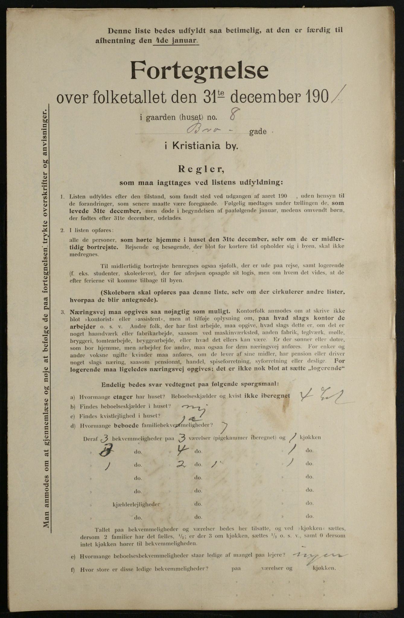 OBA, Municipal Census 1901 for Kristiania, 1901, p. 1643