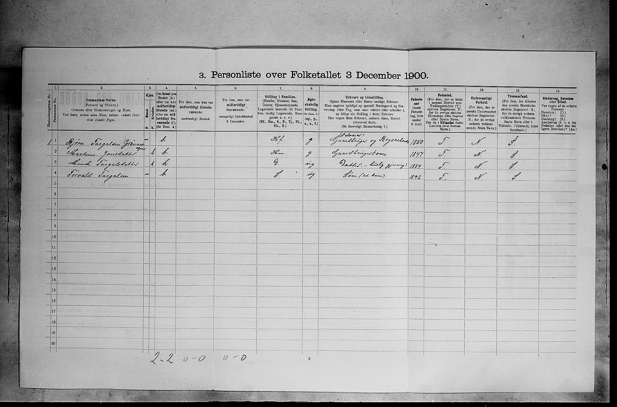 SAH, 1900 census for Trysil, 1900, p. 331