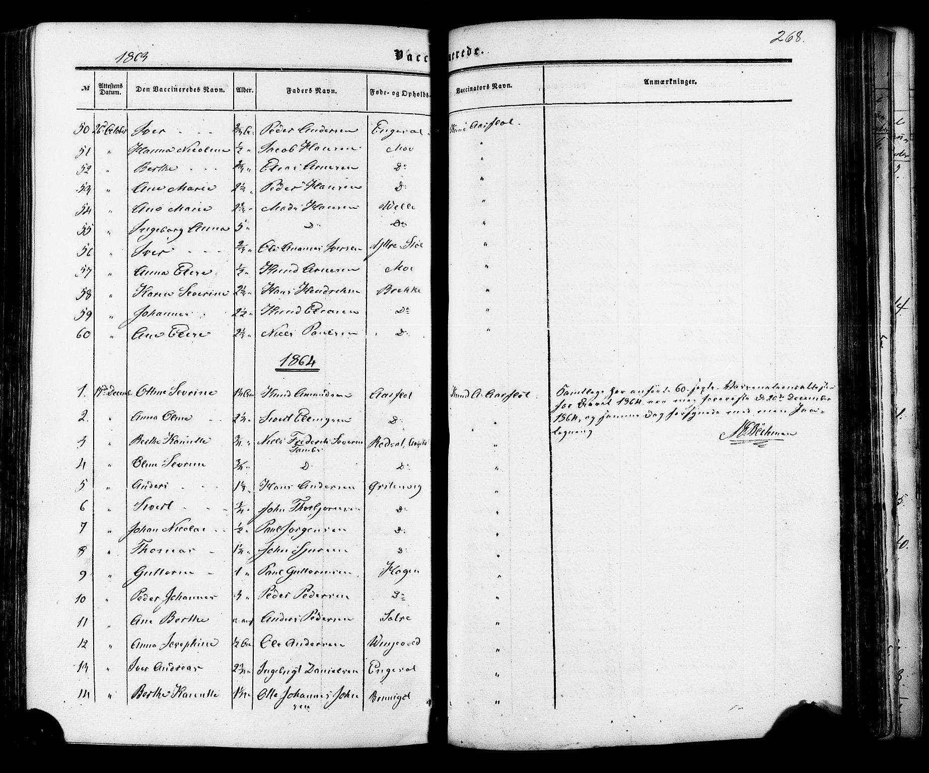 Ministerialprotokoller, klokkerbøker og fødselsregistre - Møre og Romsdal, SAT/A-1454/513/L0175: Parish register (official) no. 513A02, 1856-1877, p. 268