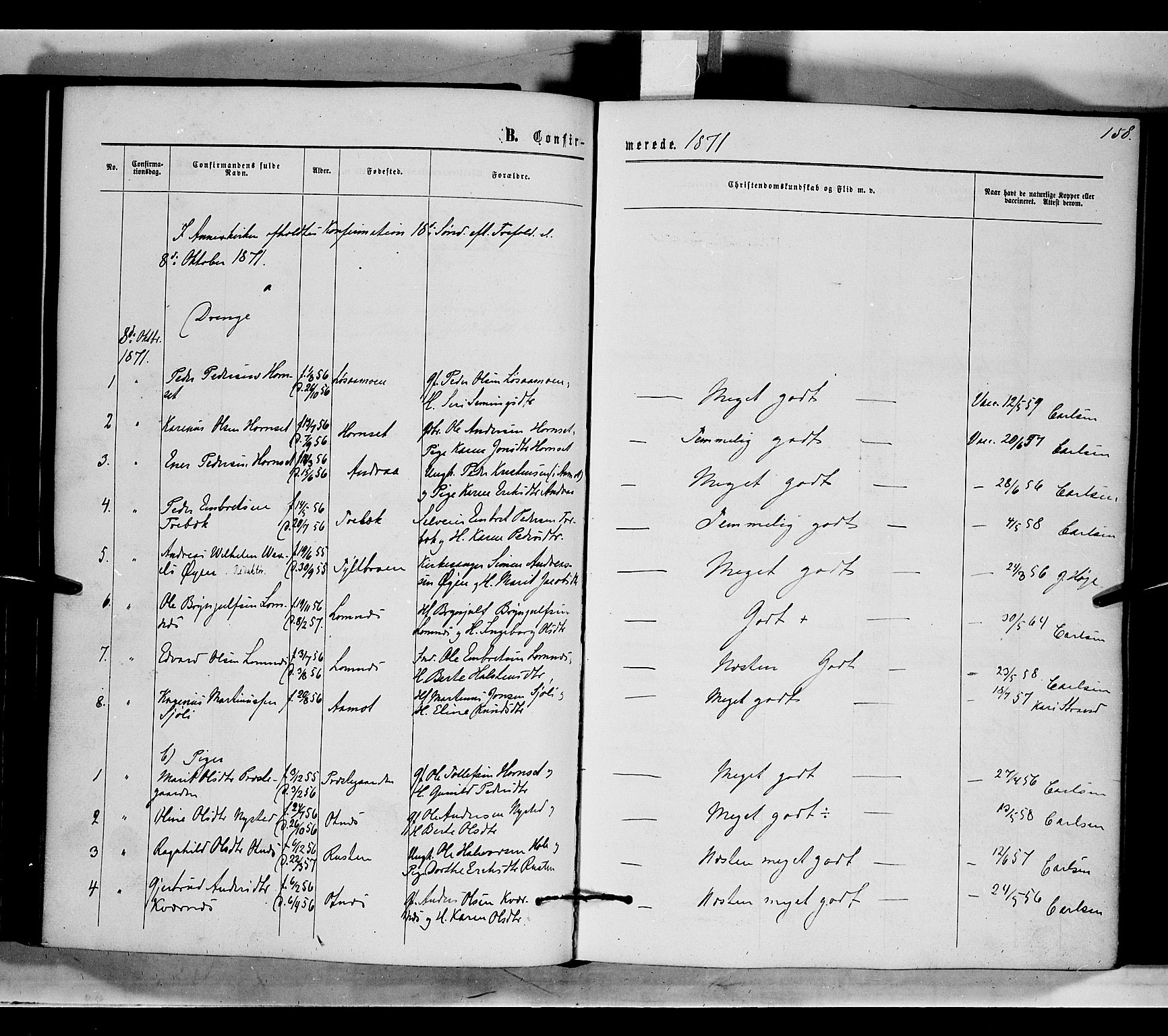 Rendalen prestekontor, AV/SAH-PREST-054/H/Ha/Haa/L0006: Parish register (official) no. 6, 1867-1877, p. 158