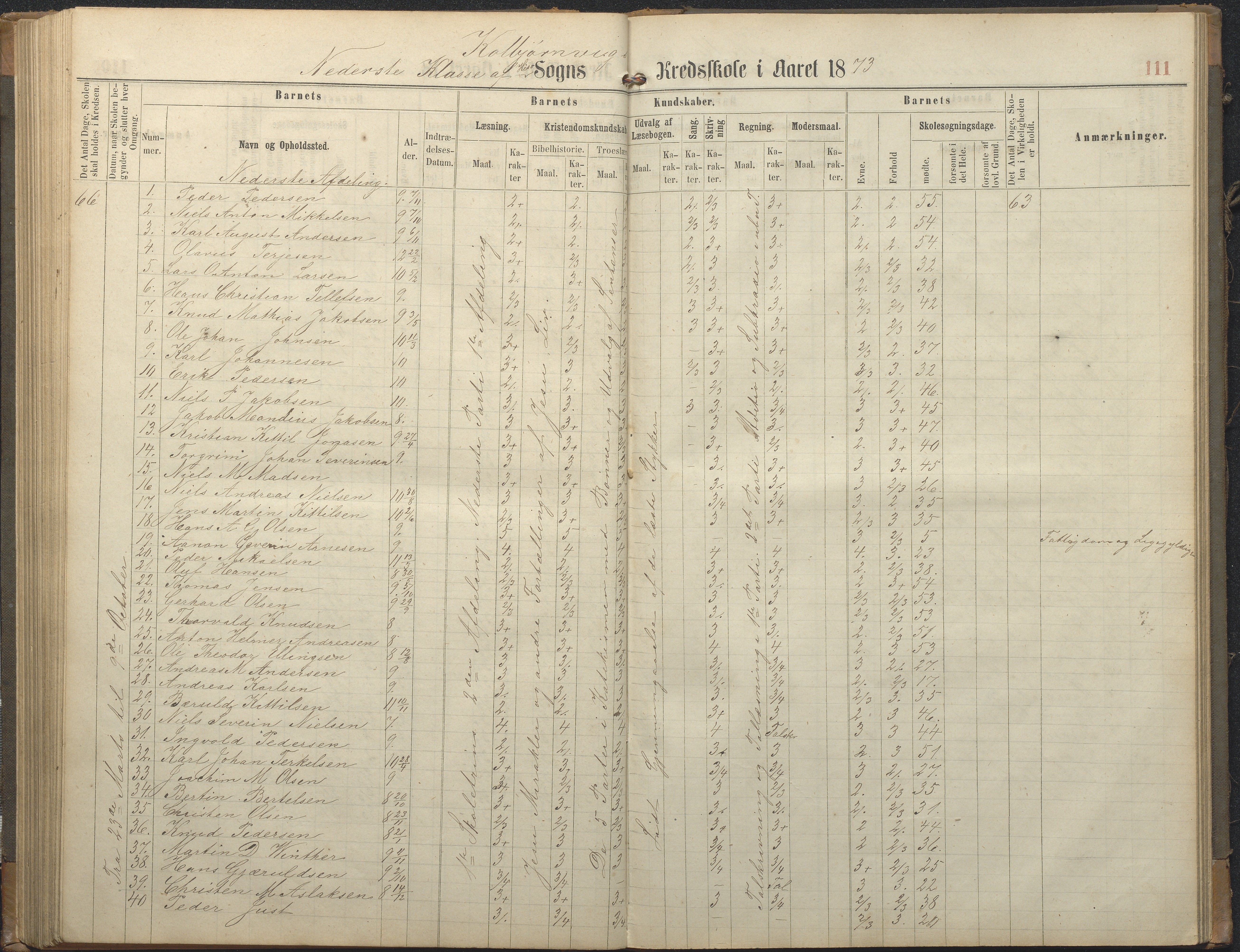 Hisøy kommune frem til 1991, AAKS/KA0922-PK/32/L0006: Skoleprotokoll, 1863-1887, p. 111