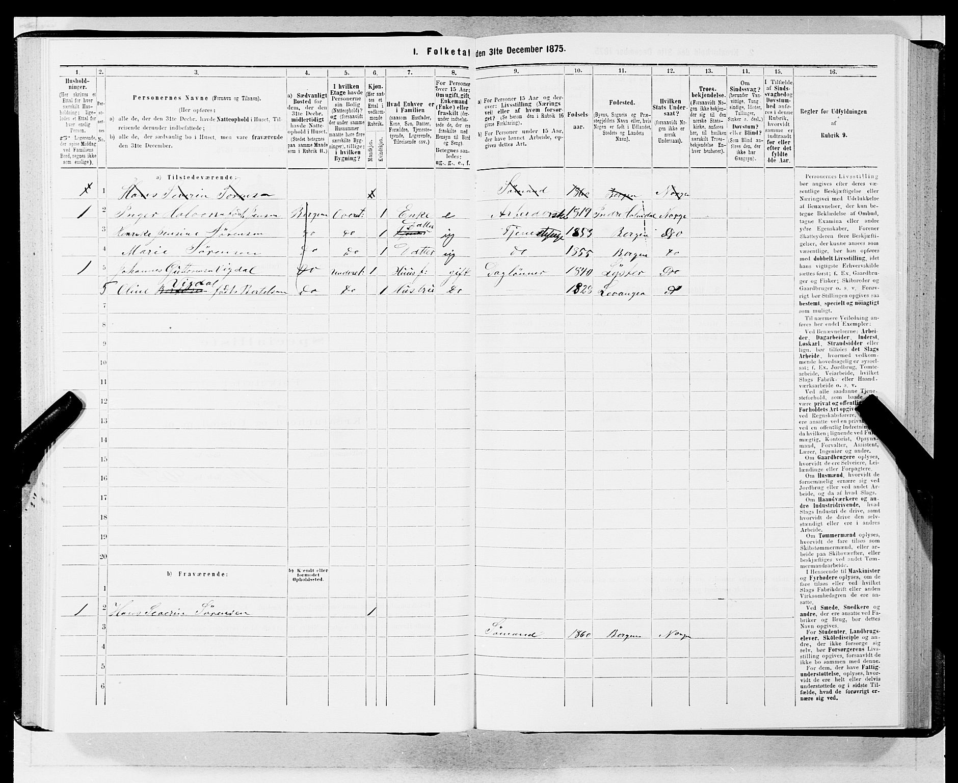 SAB, 1875 census for 1301 Bergen, 1875, p. 2724