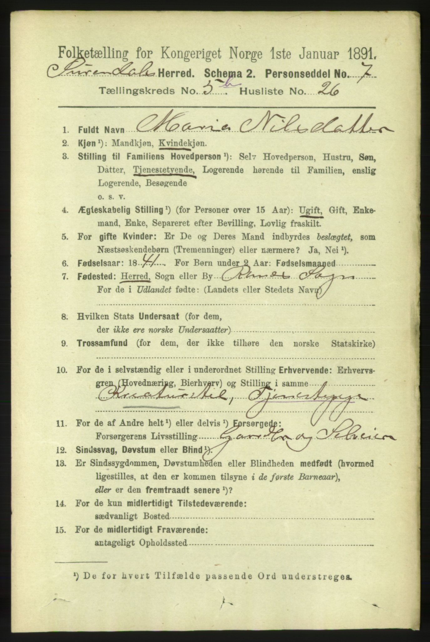 RA, 1891 census for 1566 Surnadal, 1891, p. 1646