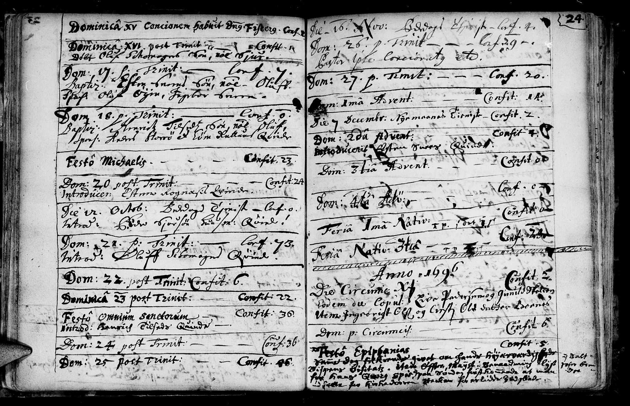 Ministerialprotokoller, klokkerbøker og fødselsregistre - Sør-Trøndelag, SAT/A-1456/687/L0990: Parish register (official) no. 687A01, 1690-1746, p. 24