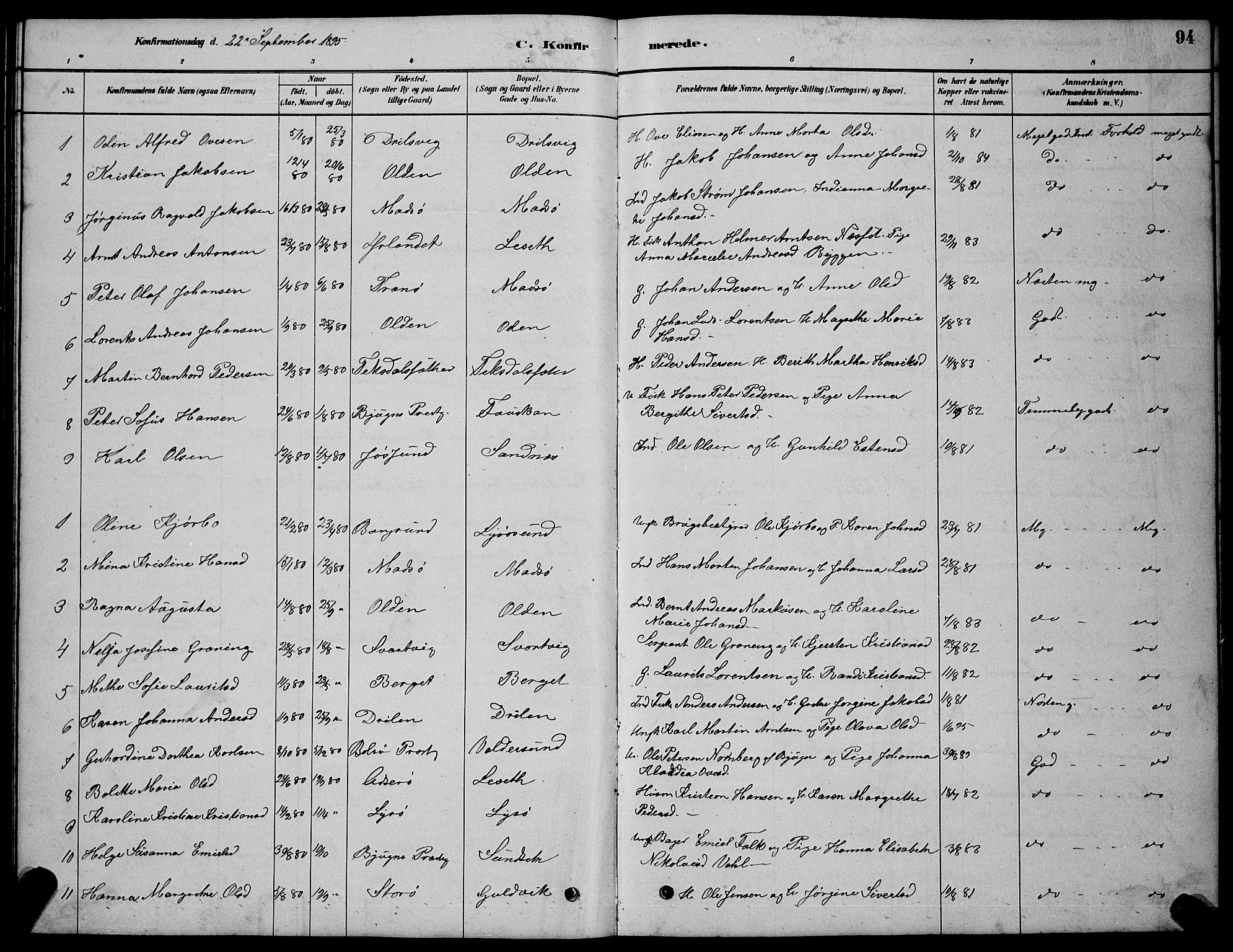 Ministerialprotokoller, klokkerbøker og fødselsregistre - Sør-Trøndelag, SAT/A-1456/654/L0665: Parish register (copy) no. 654C01, 1879-1901, p. 94