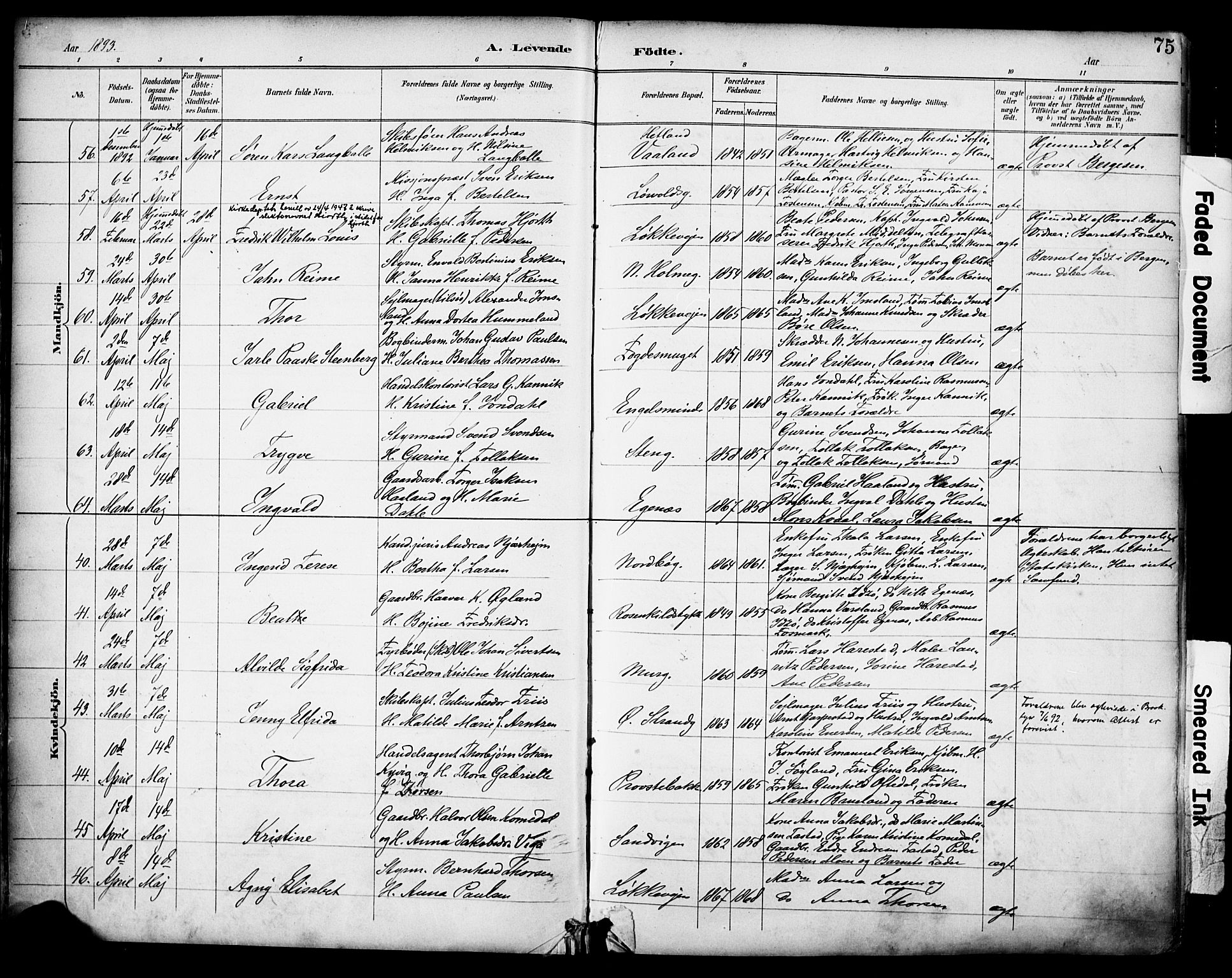 Domkirken sokneprestkontor, AV/SAST-A-101812/001/30/30BA/L0030: Parish register (official) no. A 29, 1889-1902, p. 75