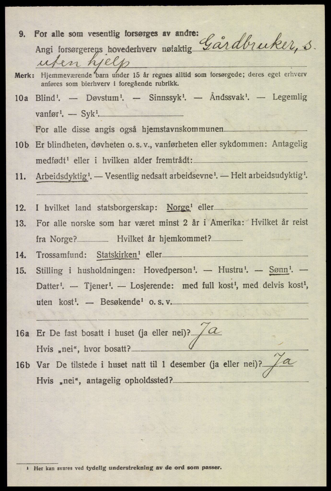 SAH, 1920 census for Tynset, 1920, p. 3193