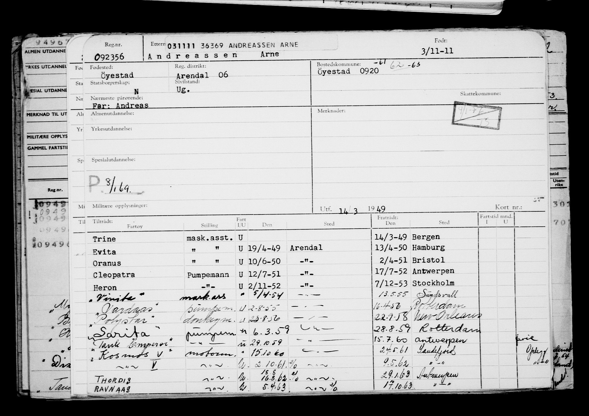 Direktoratet for sjømenn, AV/RA-S-3545/G/Gb/L0101: Hovedkort, 1911, p. 21