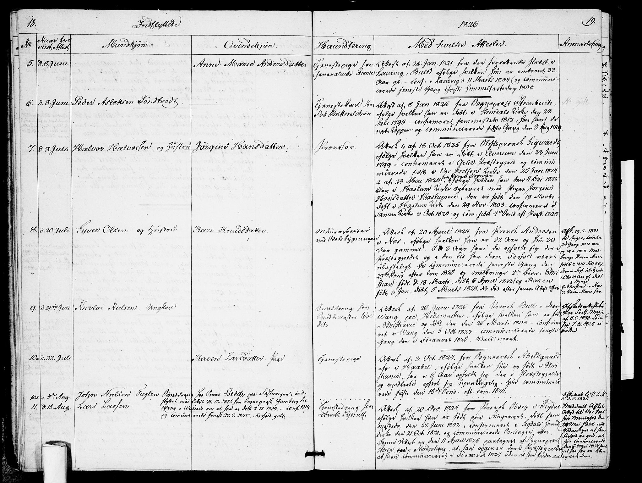 Garnisonsmenigheten Kirkebøker, SAO/A-10846/F/Fa/L0005: Parish register (official) no. 5, 1824-1830, p. 18-19