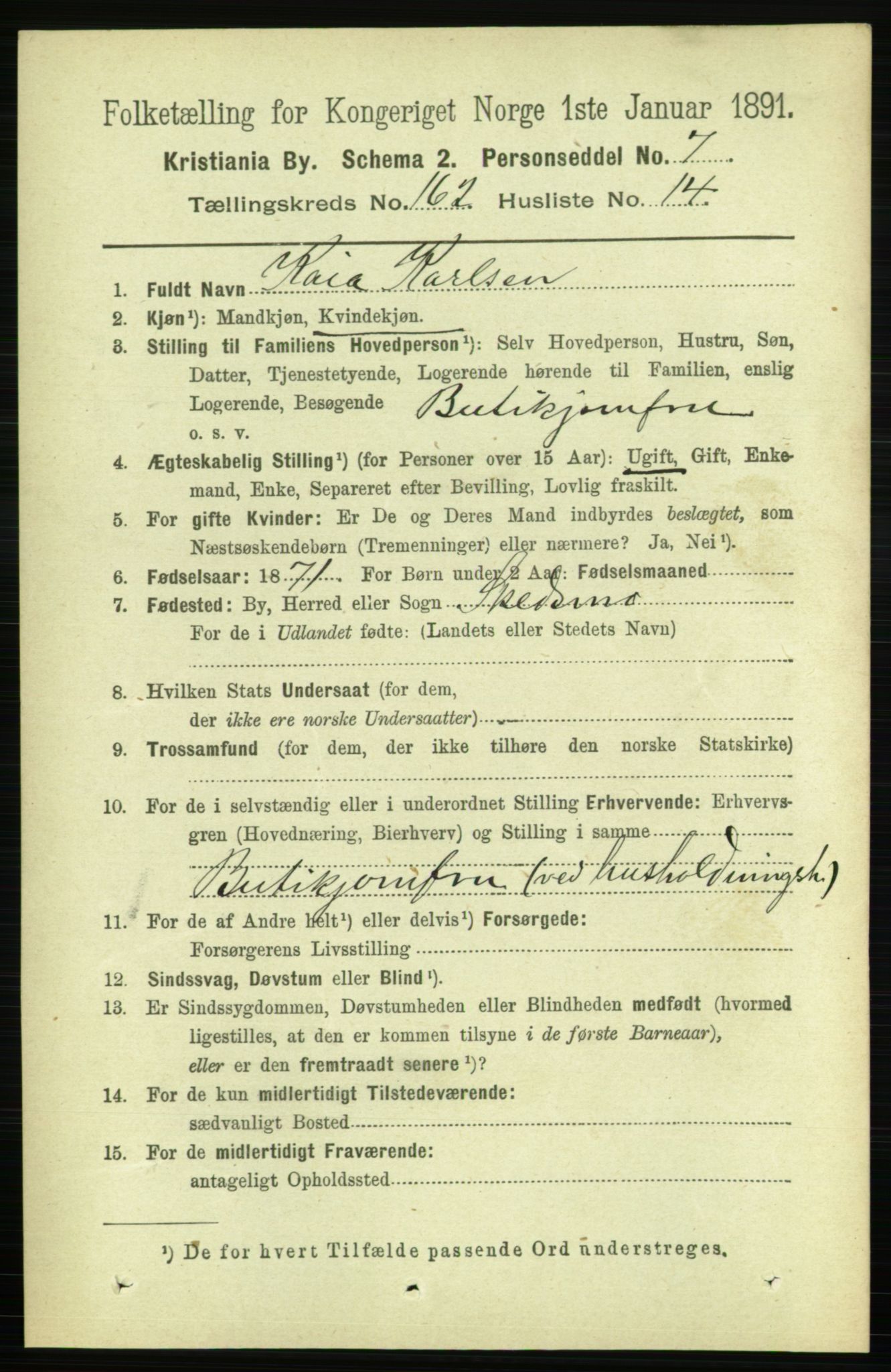 RA, 1891 census for 0301 Kristiania, 1891, p. 93281