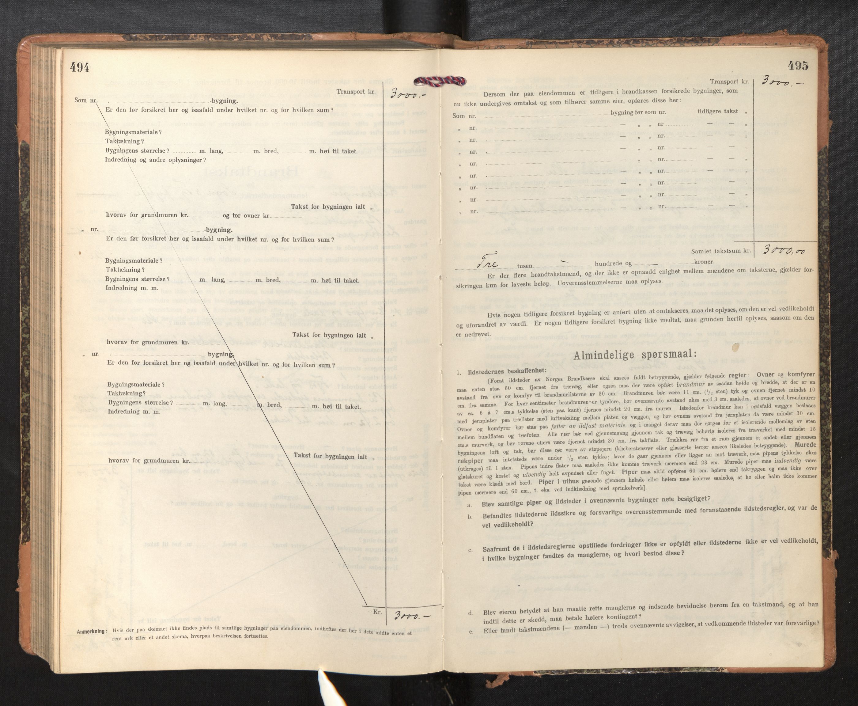 Lensmannen i Leikanger, AV/SAB-A-29201/0012/L0006: Branntakstprotokoll, skjematakst, 1920-1926, p. 494-495