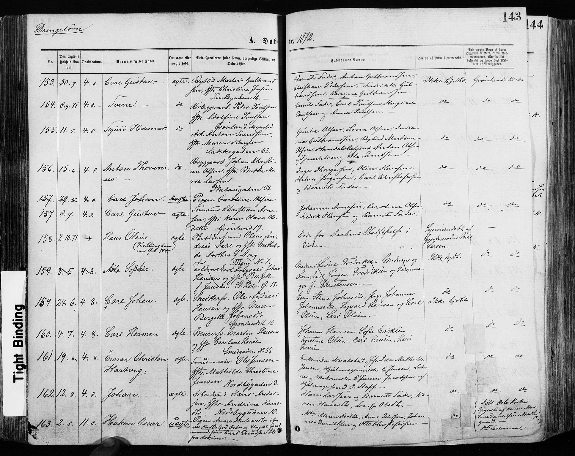 Grønland prestekontor Kirkebøker, SAO/A-10848/F/Fa/L0004: Parish register (official) no. 4, 1869-1880, p. 143