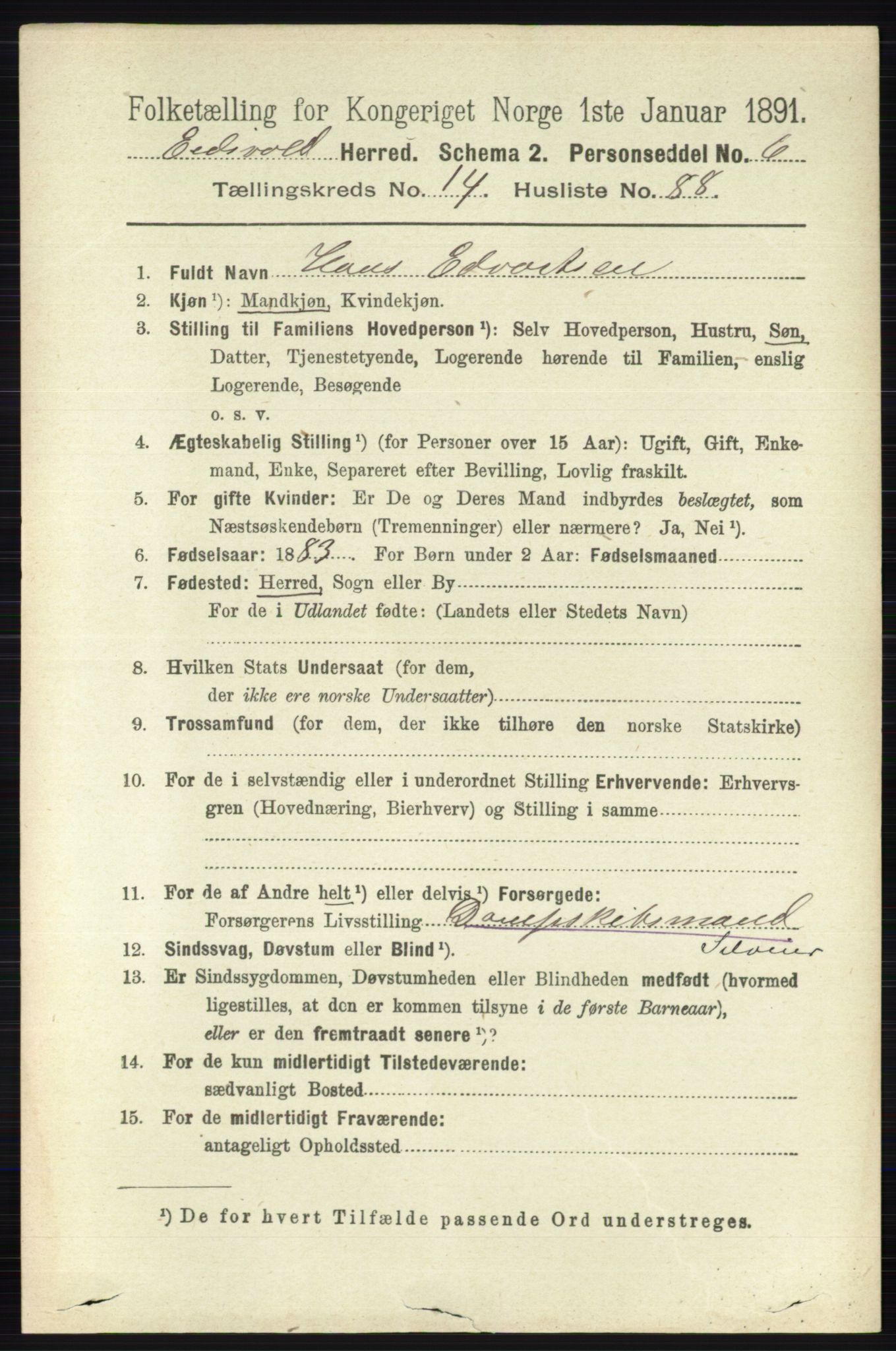 RA, 1891 census for 0237 Eidsvoll, 1891, p. 9977