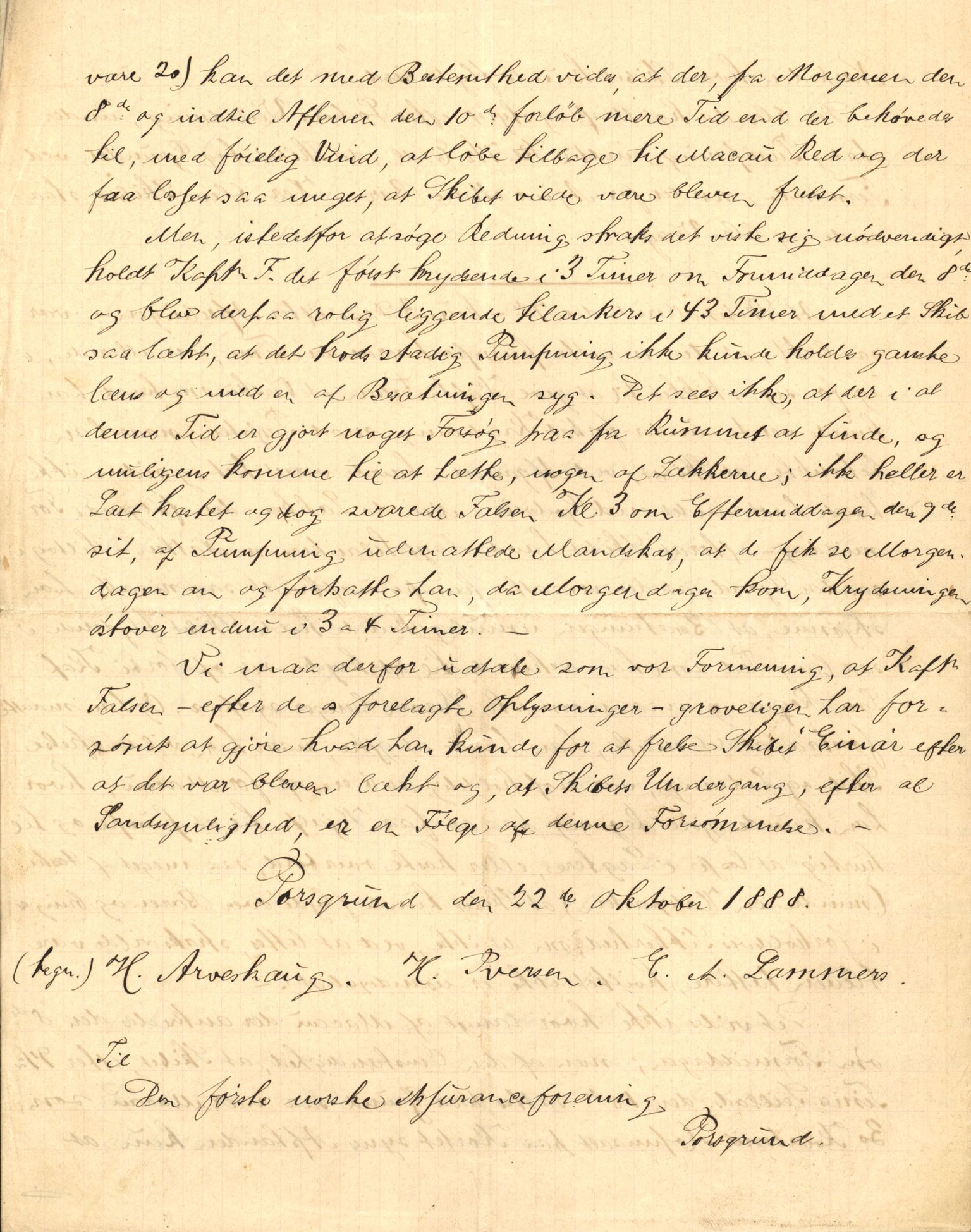 Pa 63 - Østlandske skibsassuranceforening, VEMU/A-1079/G/Ga/L0023/0003: Havaridokumenter / Else Katrine, Einar, Ethel, Finland, Favour, 1888, p. 28