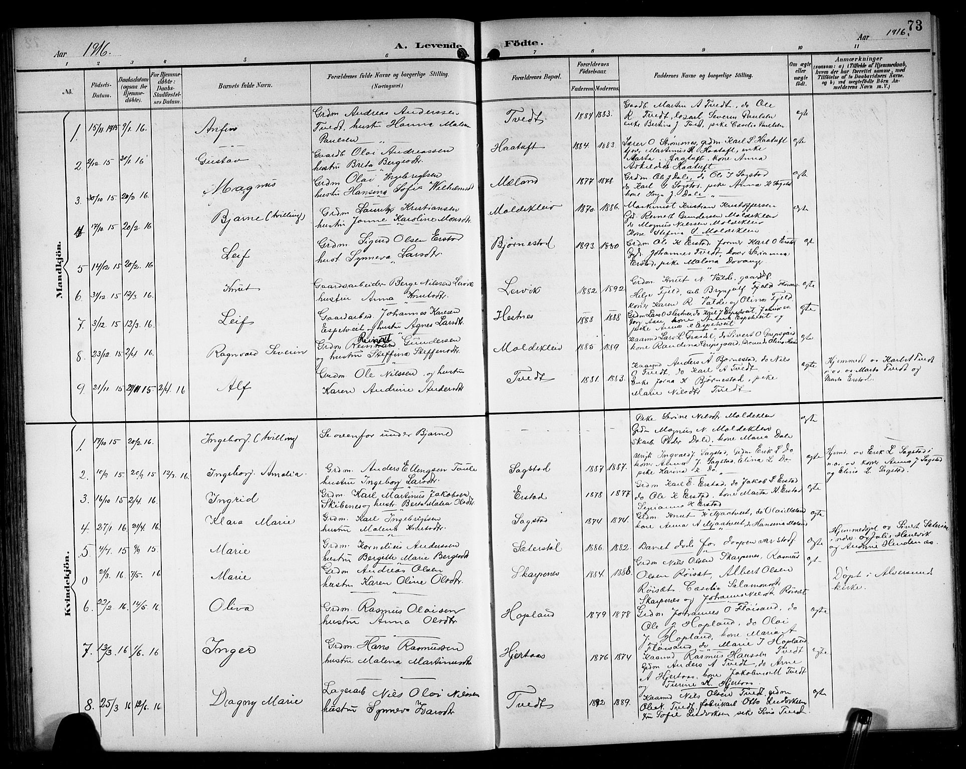 Alversund Sokneprestembete, SAB/A-73901/H/Ha/Hab: Parish register (copy) no. C 4, 1894-1924, p. 73