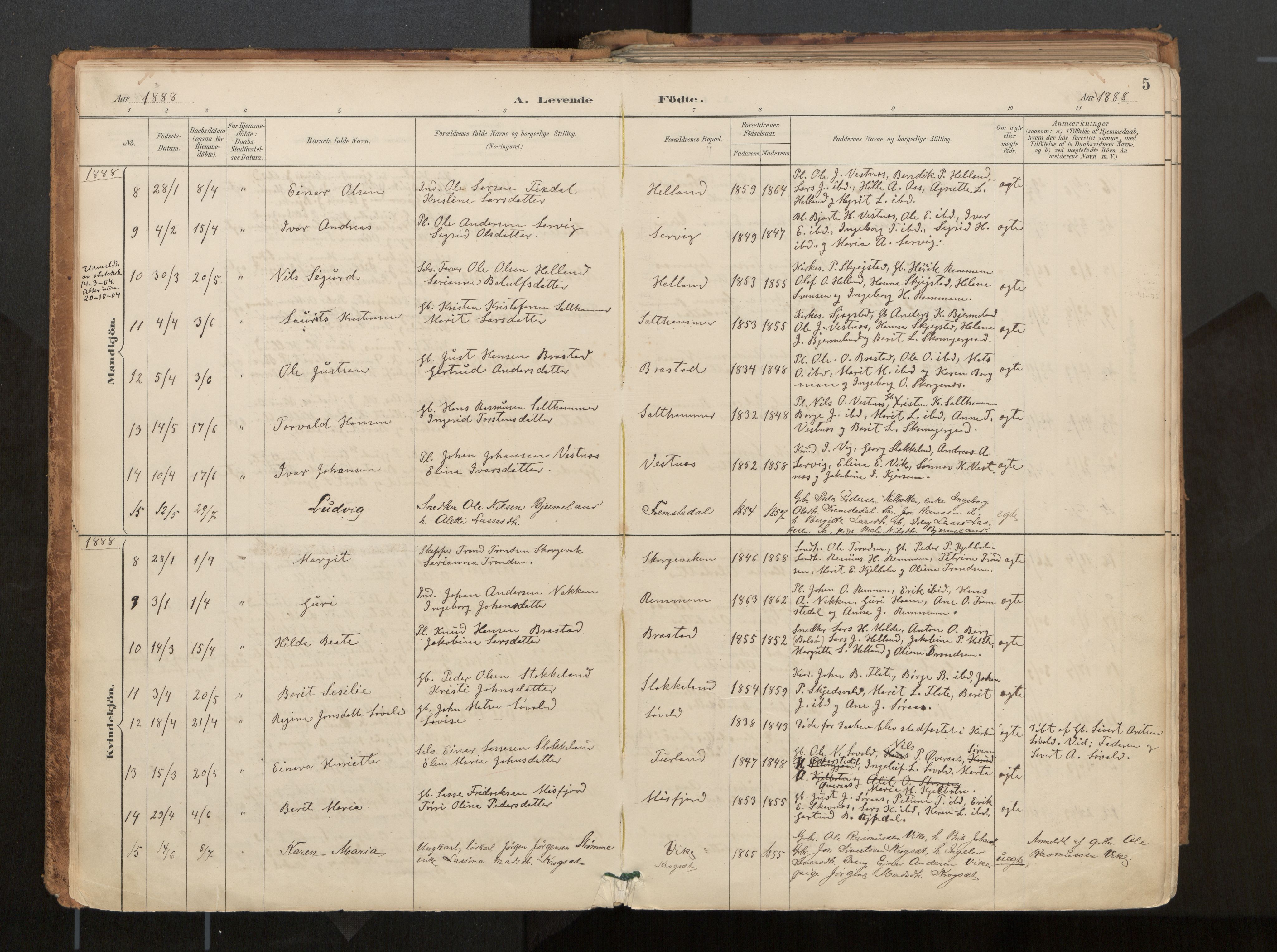 Ministerialprotokoller, klokkerbøker og fødselsregistre - Møre og Romsdal, AV/SAT-A-1454/539/L0531: Parish register (official) no. 539A04, 1887-1913, p. 5