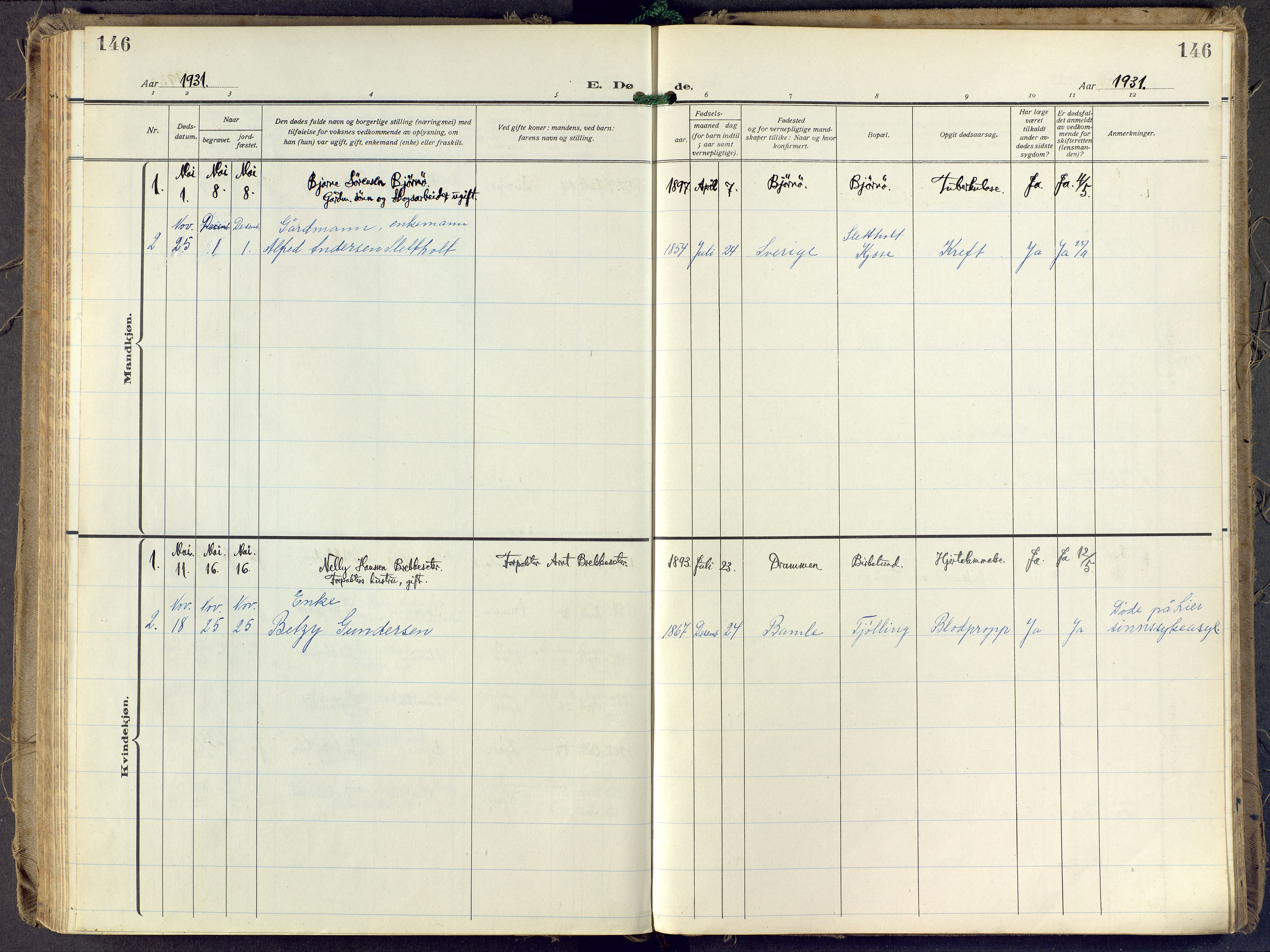 Brunlanes kirkebøker, SAKO/A-342/F/Fd/L0002: Parish register (official) no. IV 2, 1918-1958, p. 146