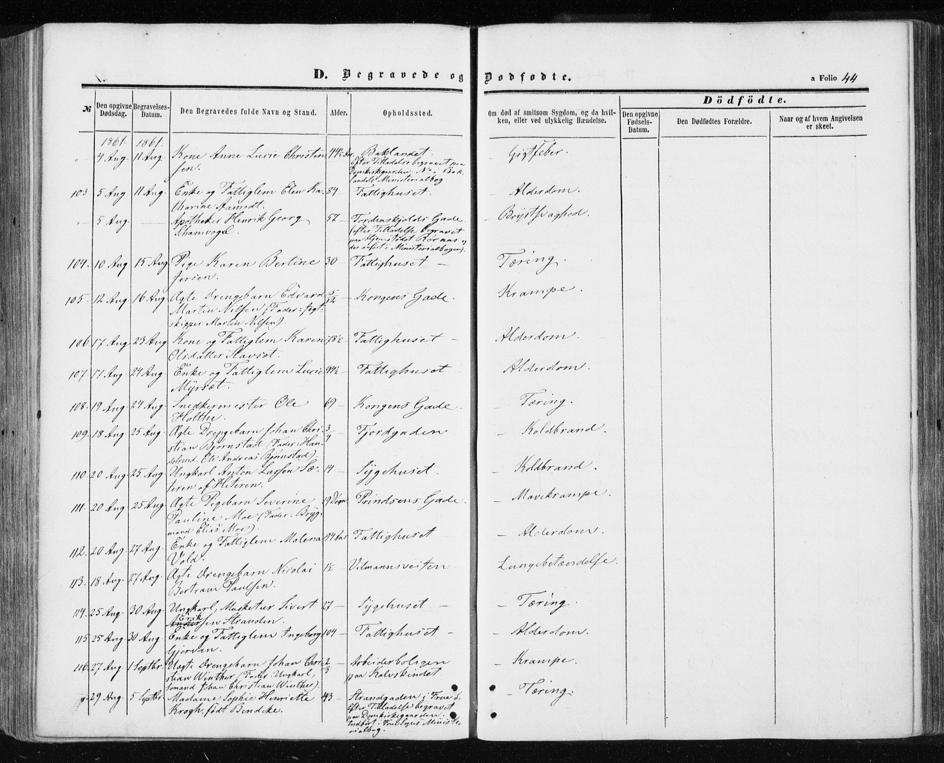 Ministerialprotokoller, klokkerbøker og fødselsregistre - Sør-Trøndelag, AV/SAT-A-1456/601/L0053: Parish register (official) no. 601A21, 1857-1865, p. 44