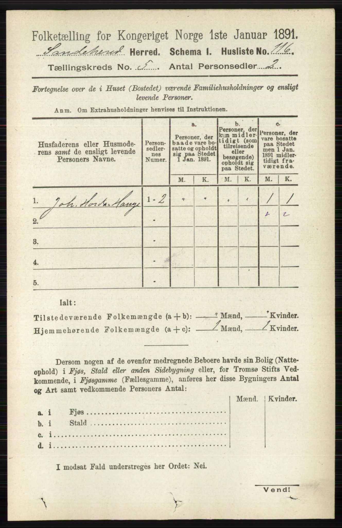 RA, 1891 census for 0724 Sandeherred, 1891, p. 2816