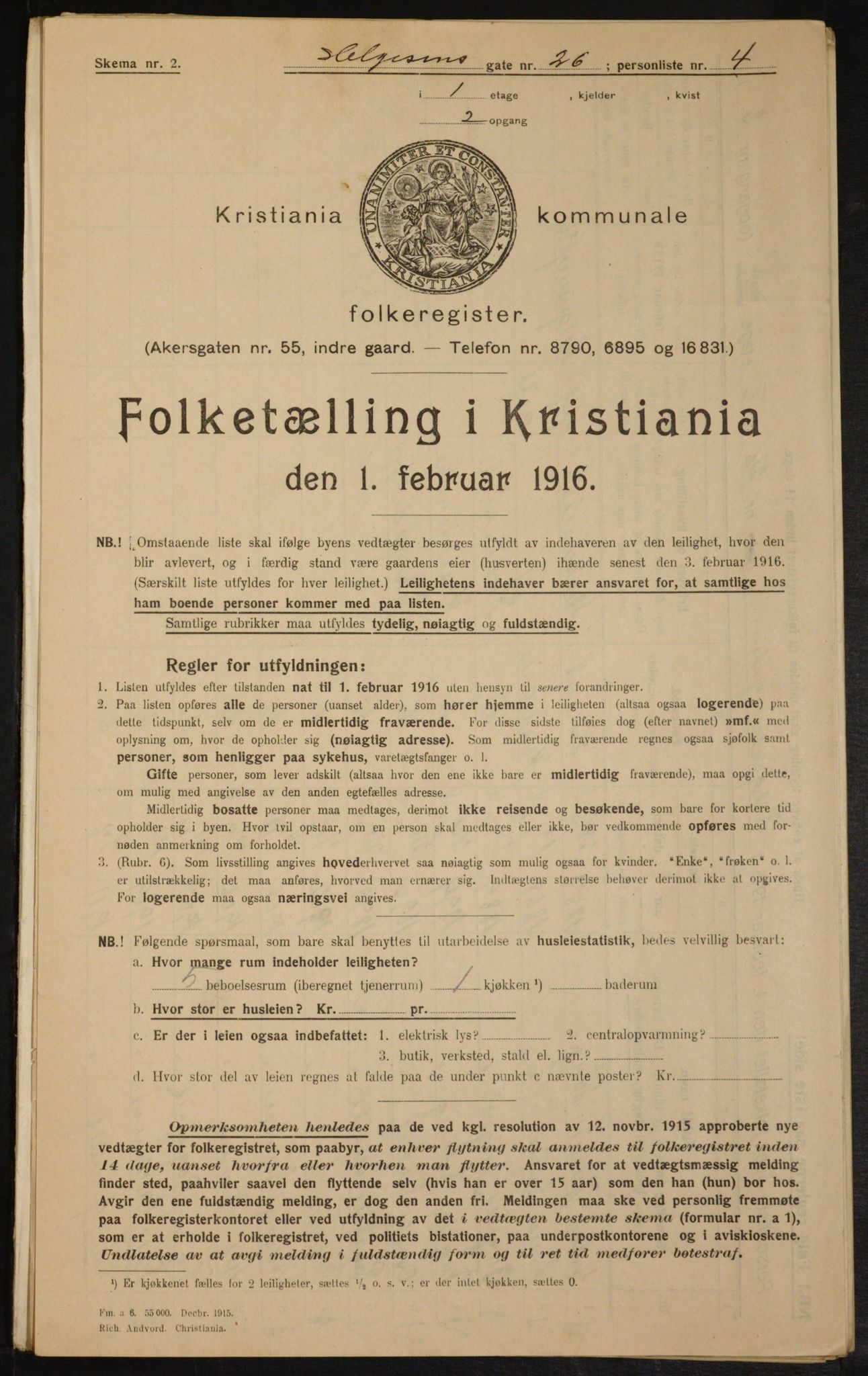 OBA, Municipal Census 1916 for Kristiania, 1916, p. 38593