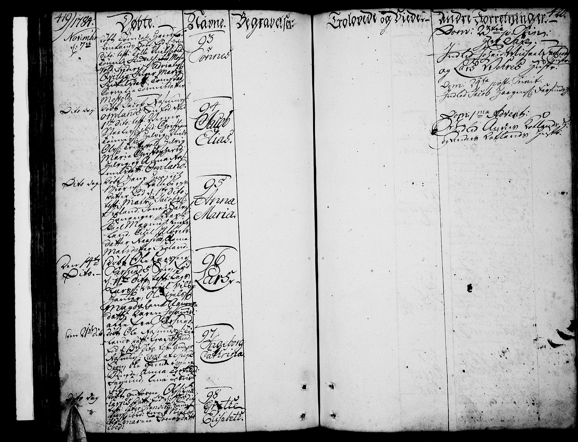 Lista sokneprestkontor, AV/SAK-1111-0027/F/Fa/L0004: Parish register (official) no. A 4, 1768-1794, p. 419-420