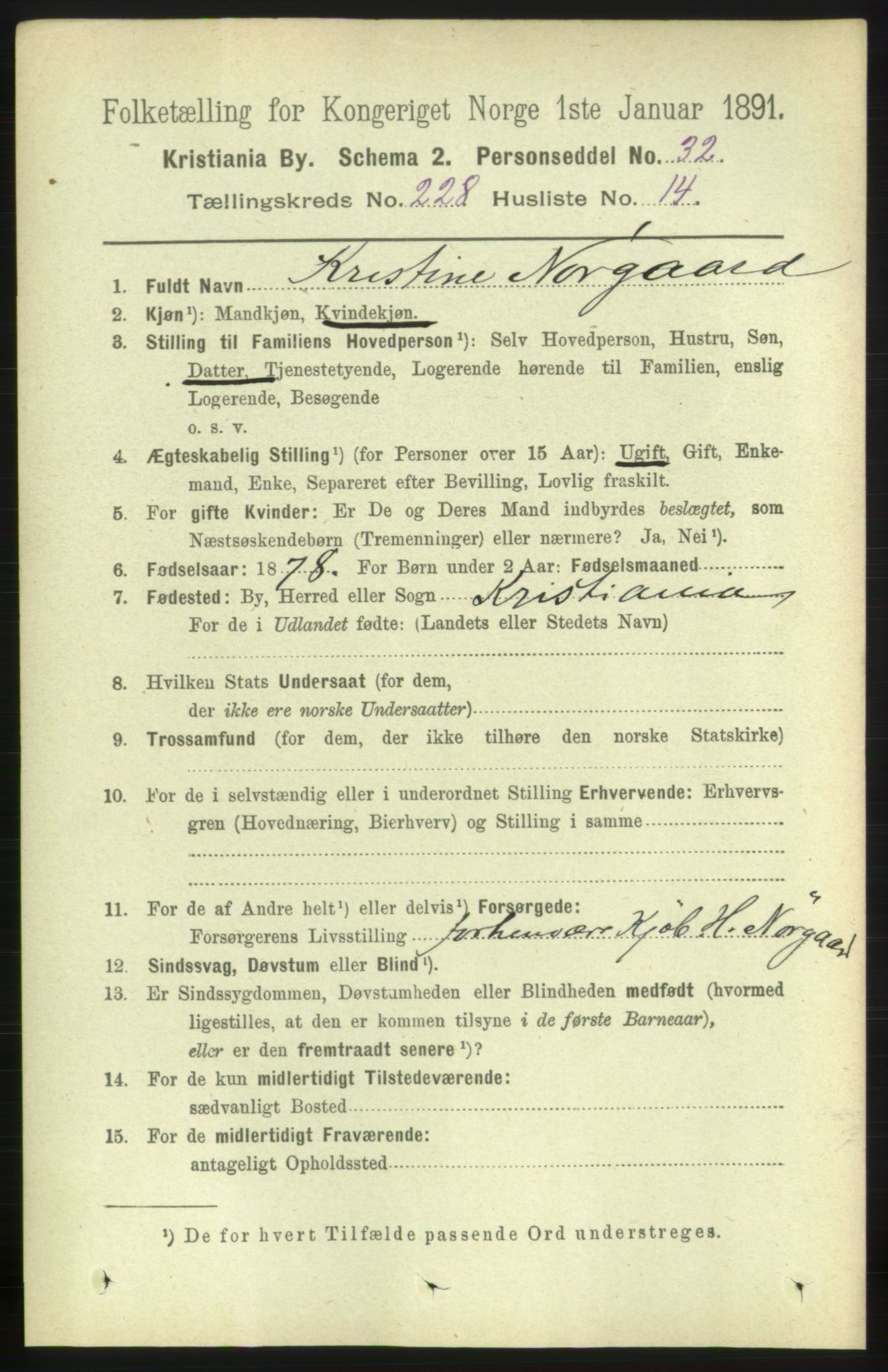 RA, 1891 census for 0301 Kristiania, 1891, p. 139896