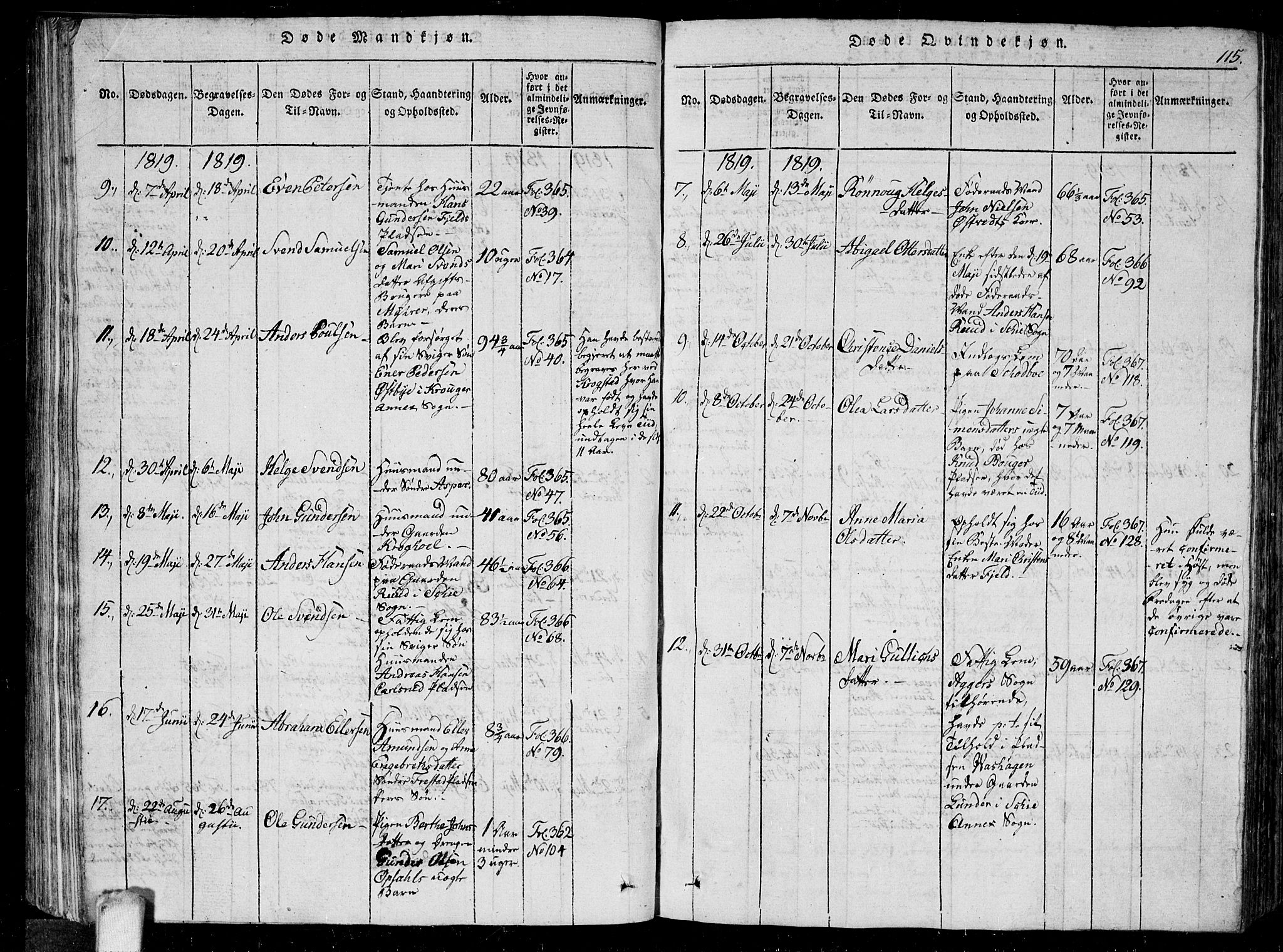 Kråkstad prestekontor Kirkebøker, AV/SAO-A-10125a/G/Ga/L0001: Parish register (copy) no. I 1, 1813-1824, p. 115