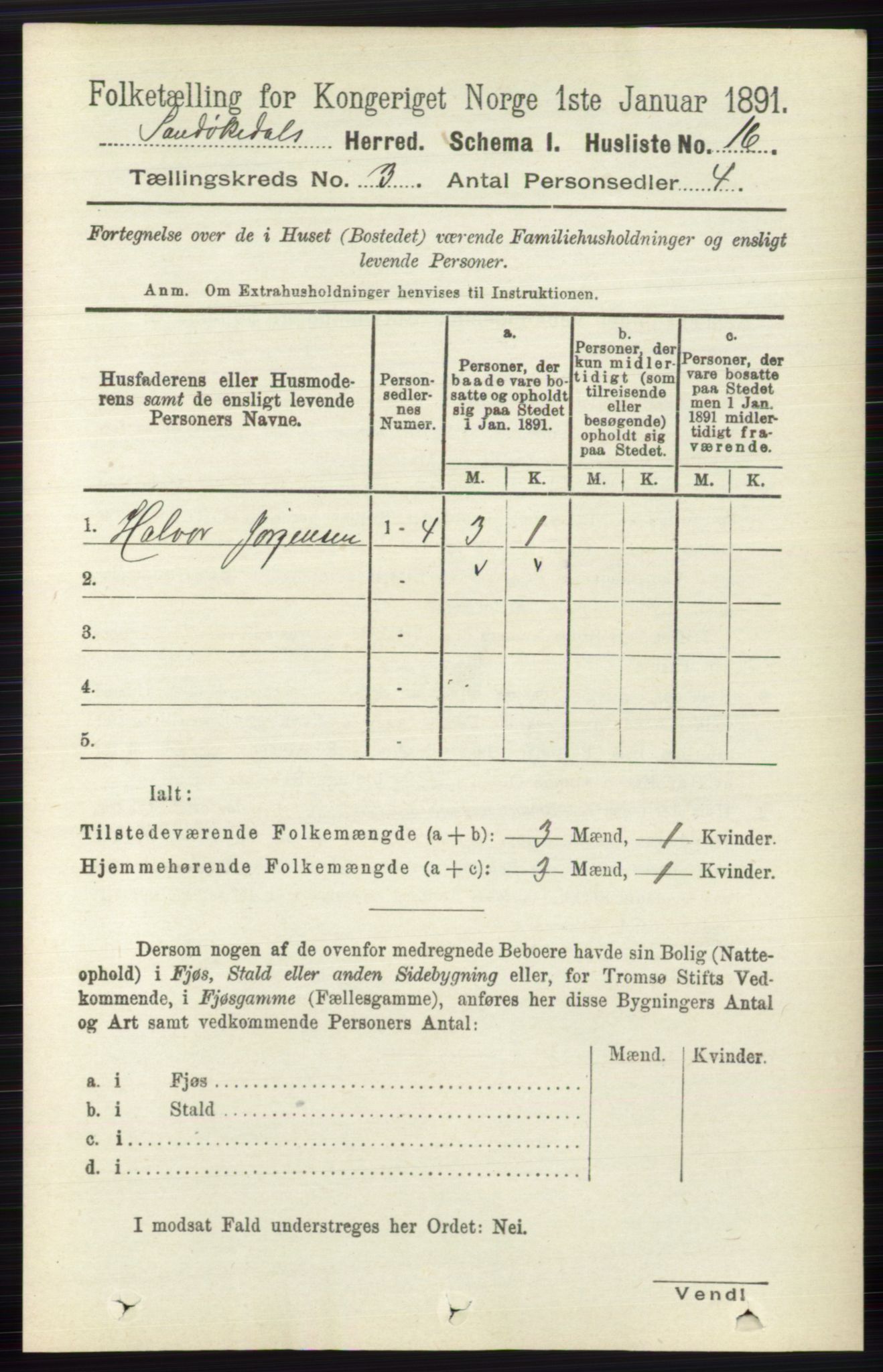 RA, 1891 census for 0816 Sannidal, 1891, p. 755