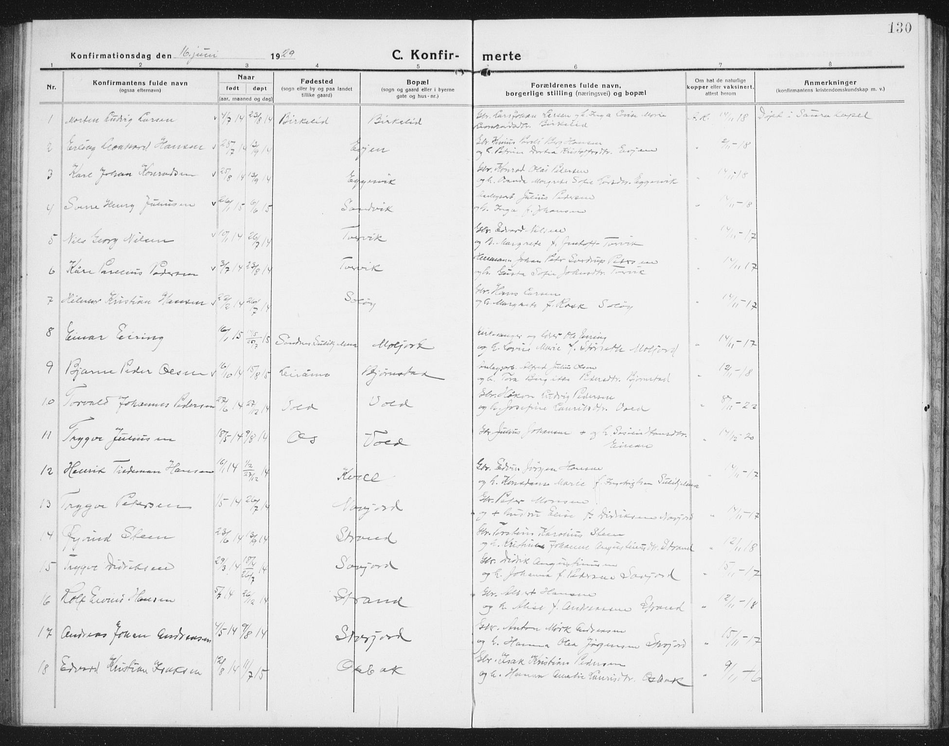 Ministerialprotokoller, klokkerbøker og fødselsregistre - Nordland, SAT/A-1459/846/L0656: Parish register (copy) no. 846C06, 1917-1936, p. 130
