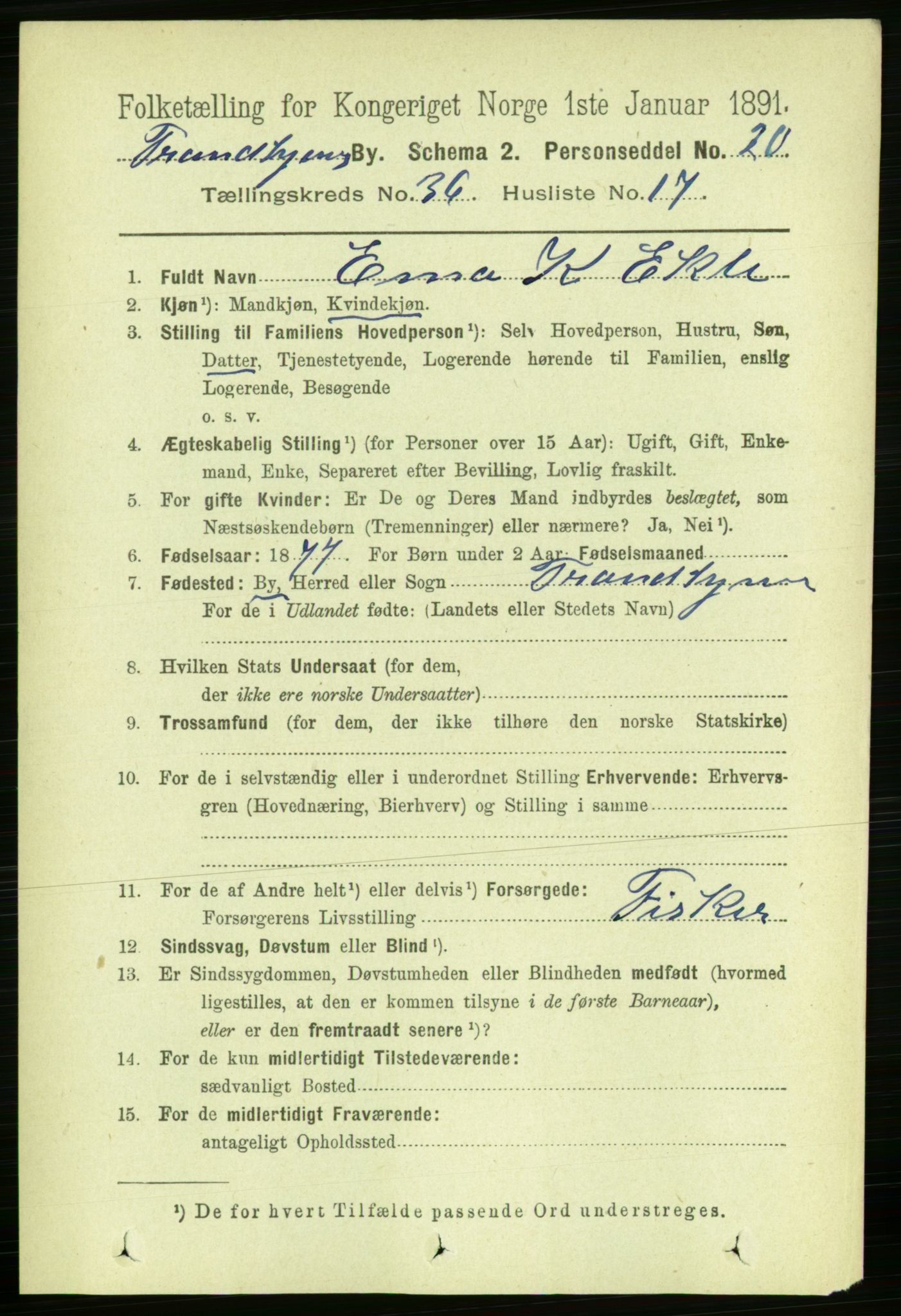 RA, 1891 census for 1601 Trondheim, 1891, p. 27108