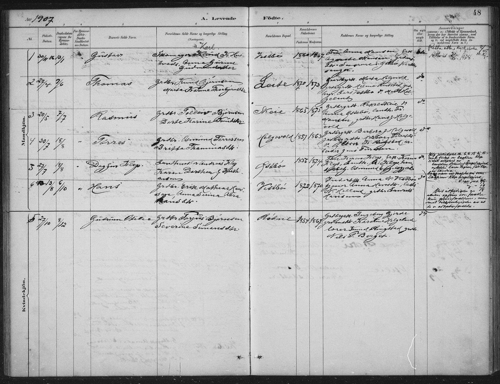 Vikedal sokneprestkontor, AV/SAST-A-101840/01/IV: Parish register (official) no. A 11, 1884-1933, p. 48