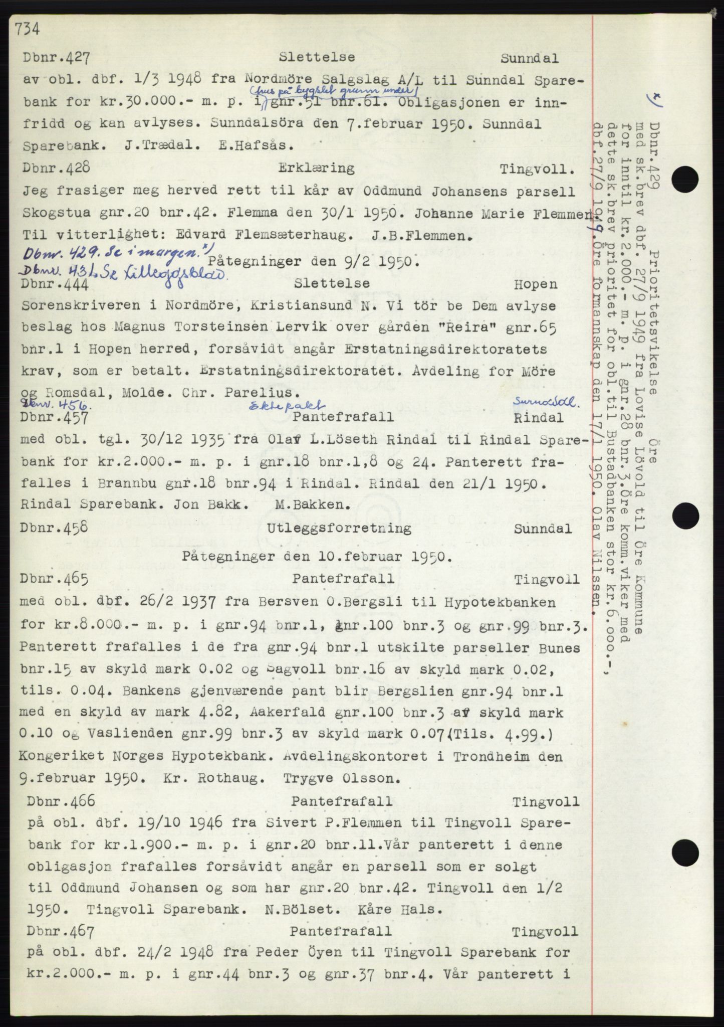 Nordmøre sorenskriveri, AV/SAT-A-4132/1/2/2Ca: Mortgage book no. C82b, 1946-1951, Diary no: : 427/1950