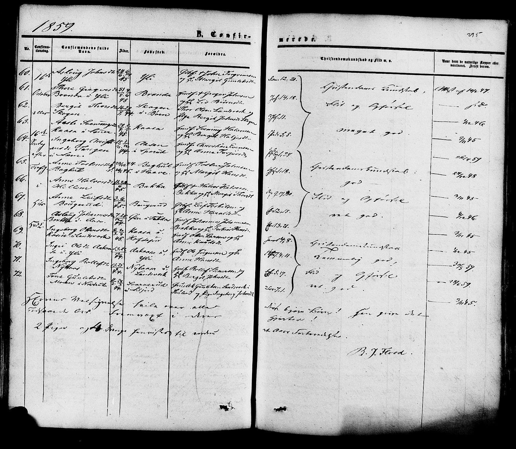 Heddal kirkebøker, SAKO/A-268/F/Fa/L0007: Parish register (official) no. I 7, 1855-1877, p. 235