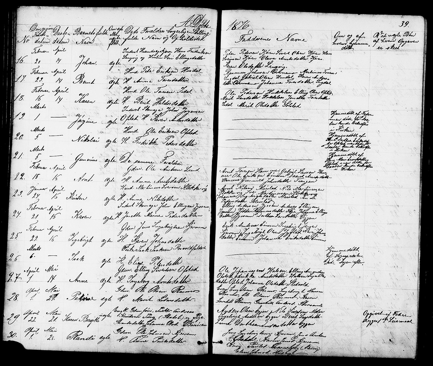 Ministerialprotokoller, klokkerbøker og fødselsregistre - Sør-Trøndelag, SAT/A-1456/665/L0777: Parish register (copy) no. 665C02, 1867-1915, p. 39