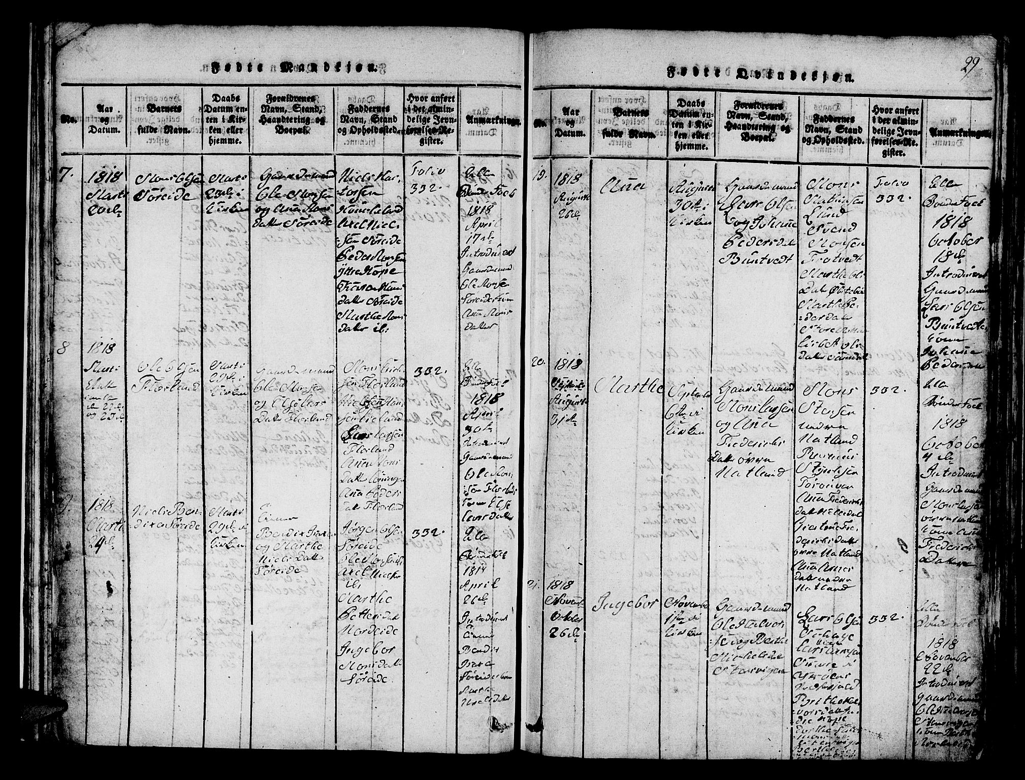 Fana Sokneprestembete, SAB/A-75101/H/Hab/Haba/L0001: Parish register (copy) no. A 1, 1816-1836, p. 29