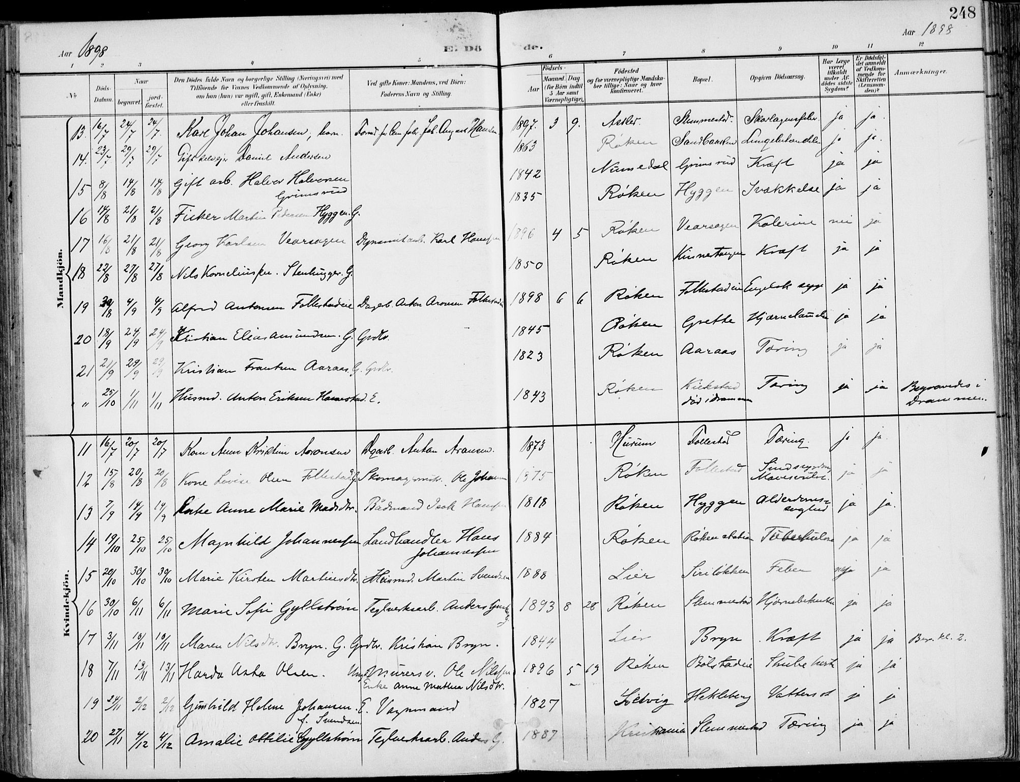 Røyken kirkebøker, SAKO/A-241/F/Fa/L0009: Parish register (official) no. 9, 1898-1911, p. 248